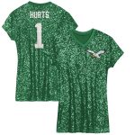 girls youth jalen hurts kelly green philadelphia eagles sequin player name  number v-neck dress | NFL Jerseys & Hats Collection at Eagles Jerseys