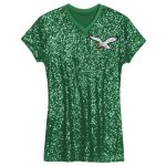 girls youth jalen hurts kelly green philadelphia eagles sequin player name  number v-neck dress | NFL Jerseys & Hats Collection at Eagles Jerseys