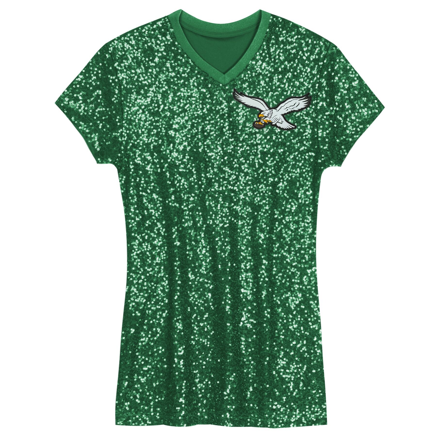 girls youth jalen hurts kelly green philadelphia eagles sequin player name  number v-neck dress | NFL Jerseys & Hats Collection at Eagles Jerseys