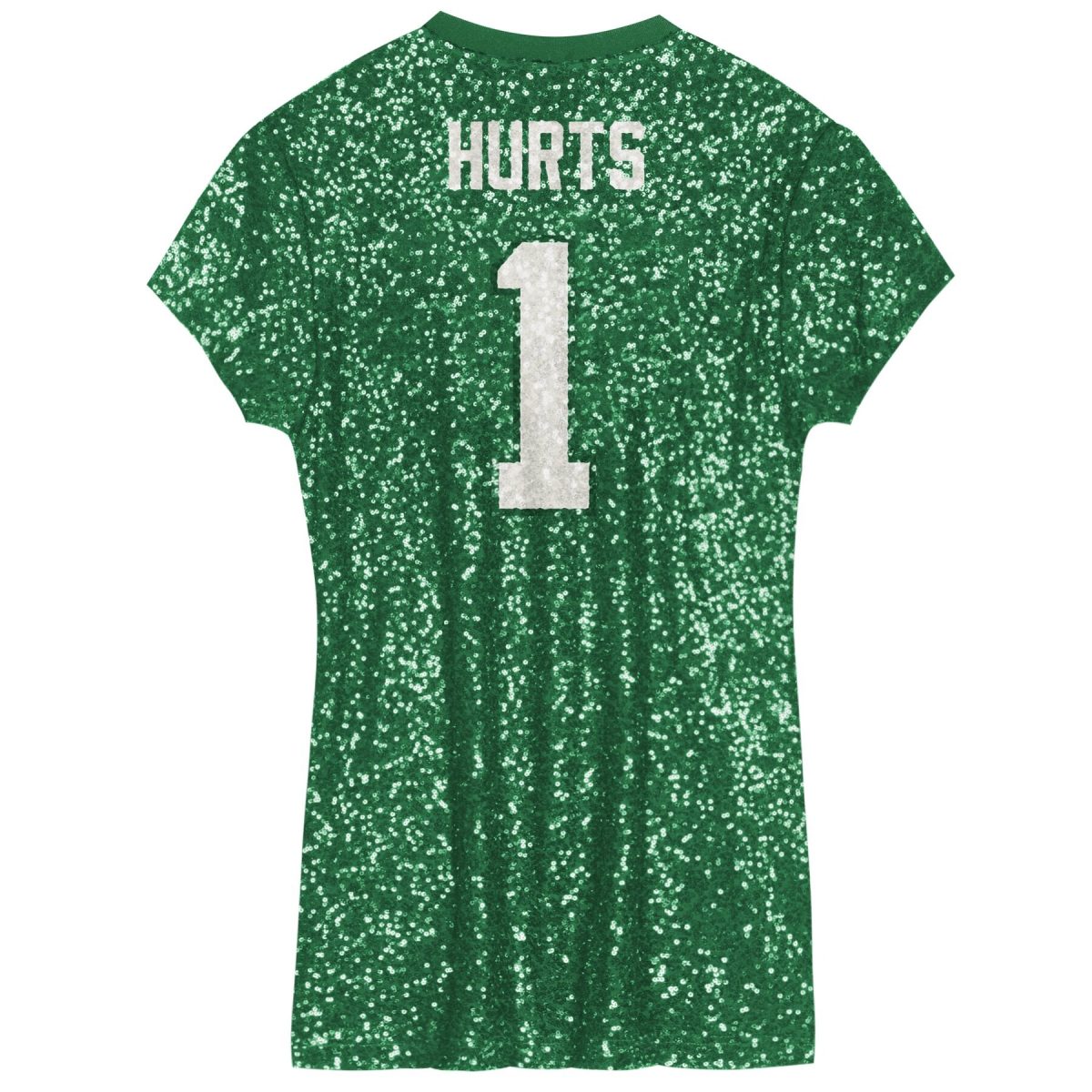 girls youth jalen hurts kelly green philadelphia eagles sequin player name  number v-neck dress | NFL Jerseys & Hats Collection at Eagles Jerseys