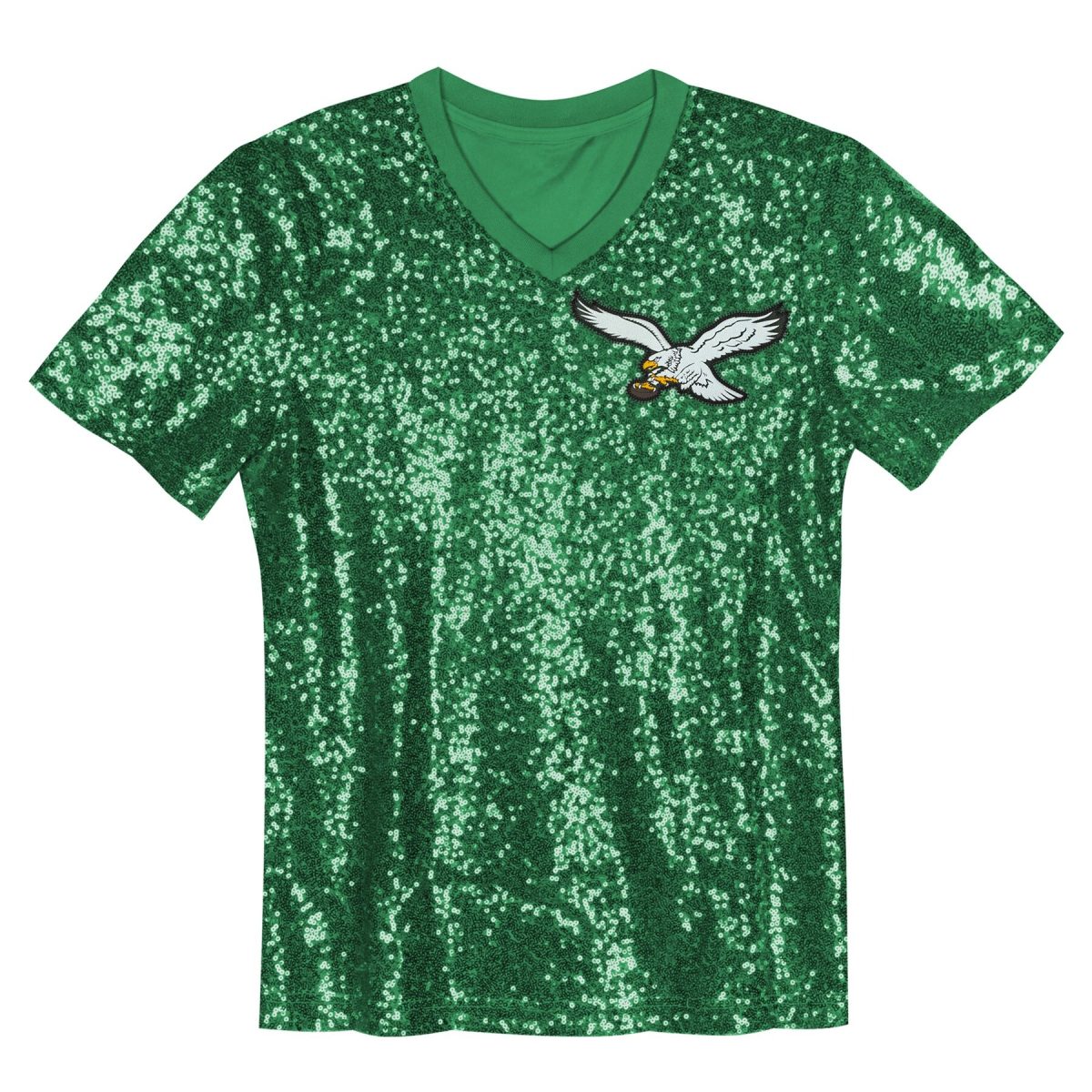 girls youth jalen hurts kelly green philadelphia eagles sequin v-neck fashion jersey | NFL Jerseys & Hats Collection at Eagles Jerseys