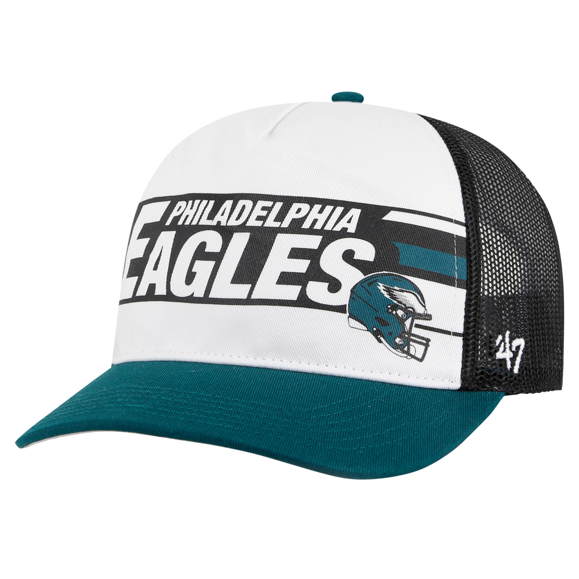 mens 47 whitemidnight green philadelphia eagles stack line hitch trucker adjustable hat | NFL Jerseys & Hats Collection at Eagles Jerseys