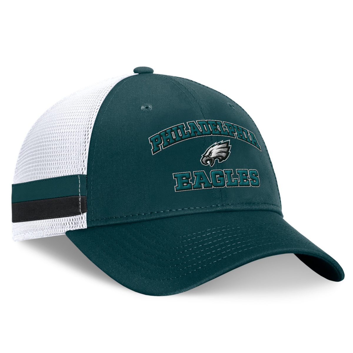 mens fanatics midnight greenwhite philadelphia eagles fundamentals side stripe trucker adjustable hat | NFL Jerseys & Hats Collection at Eagles Jerseys