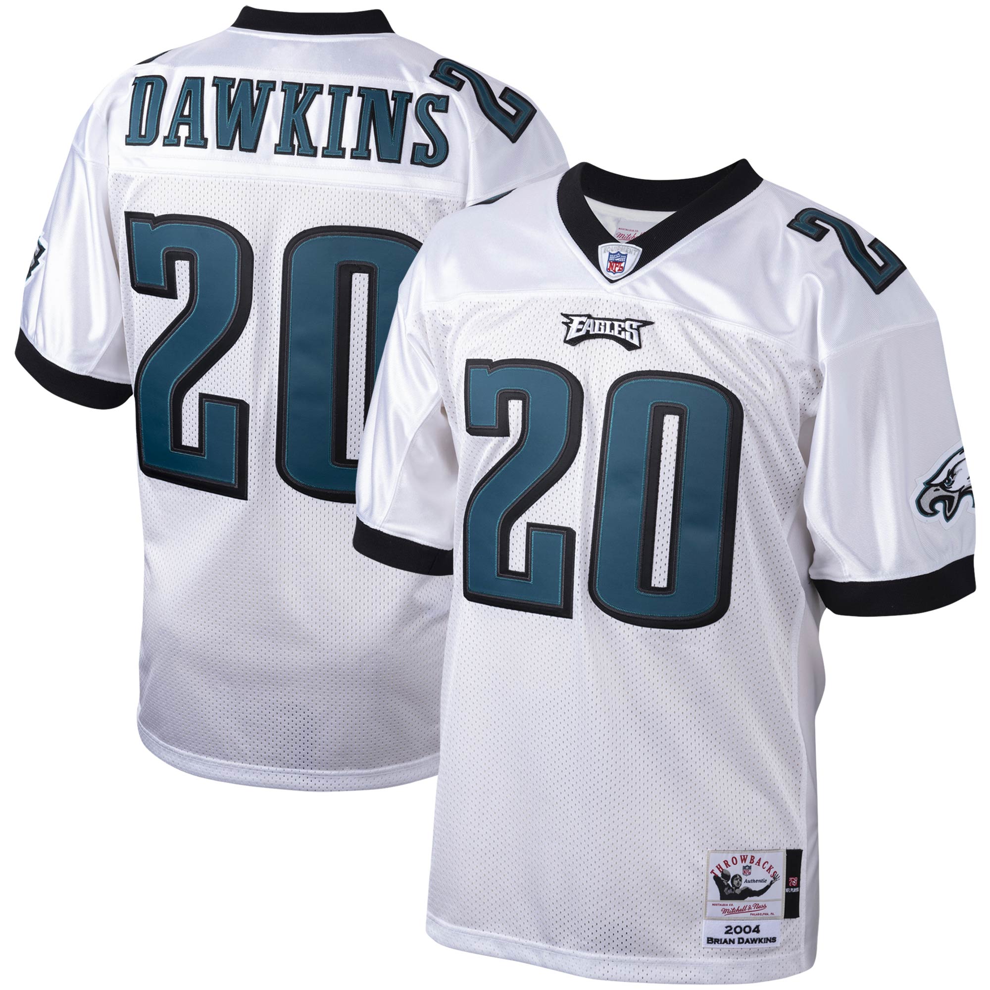 mens mitchell  ness brian dawkins white philadelphia eagles 2004 authentic throwback retired player jersey | NFL Jerseys & Hats Collection at Eagles Jerseys