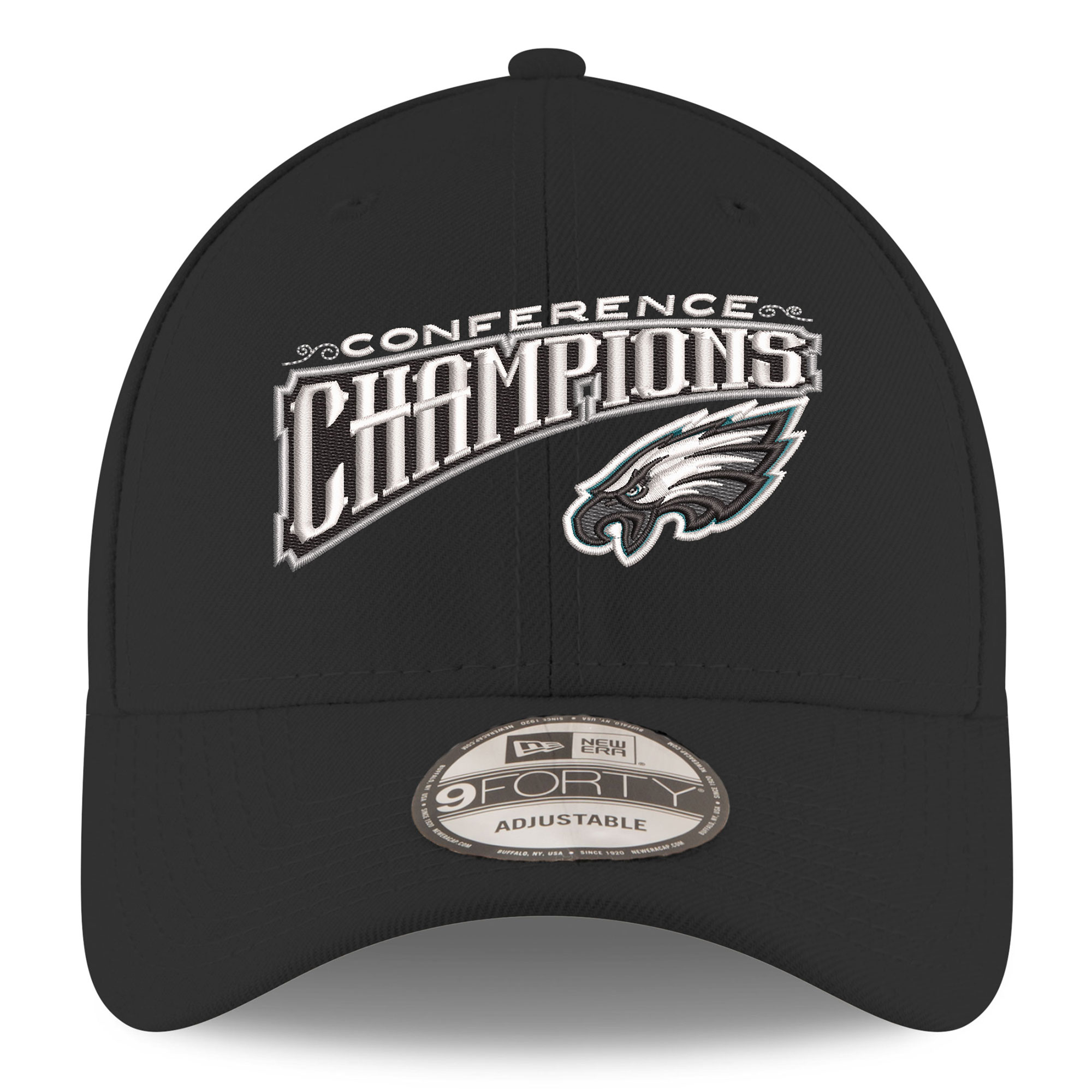 mens new era black philadelphia eagles 2024 nfc champions replica 9forty adjustable hat | NFL Jerseys & Hats Collection at Eagles Jerseys