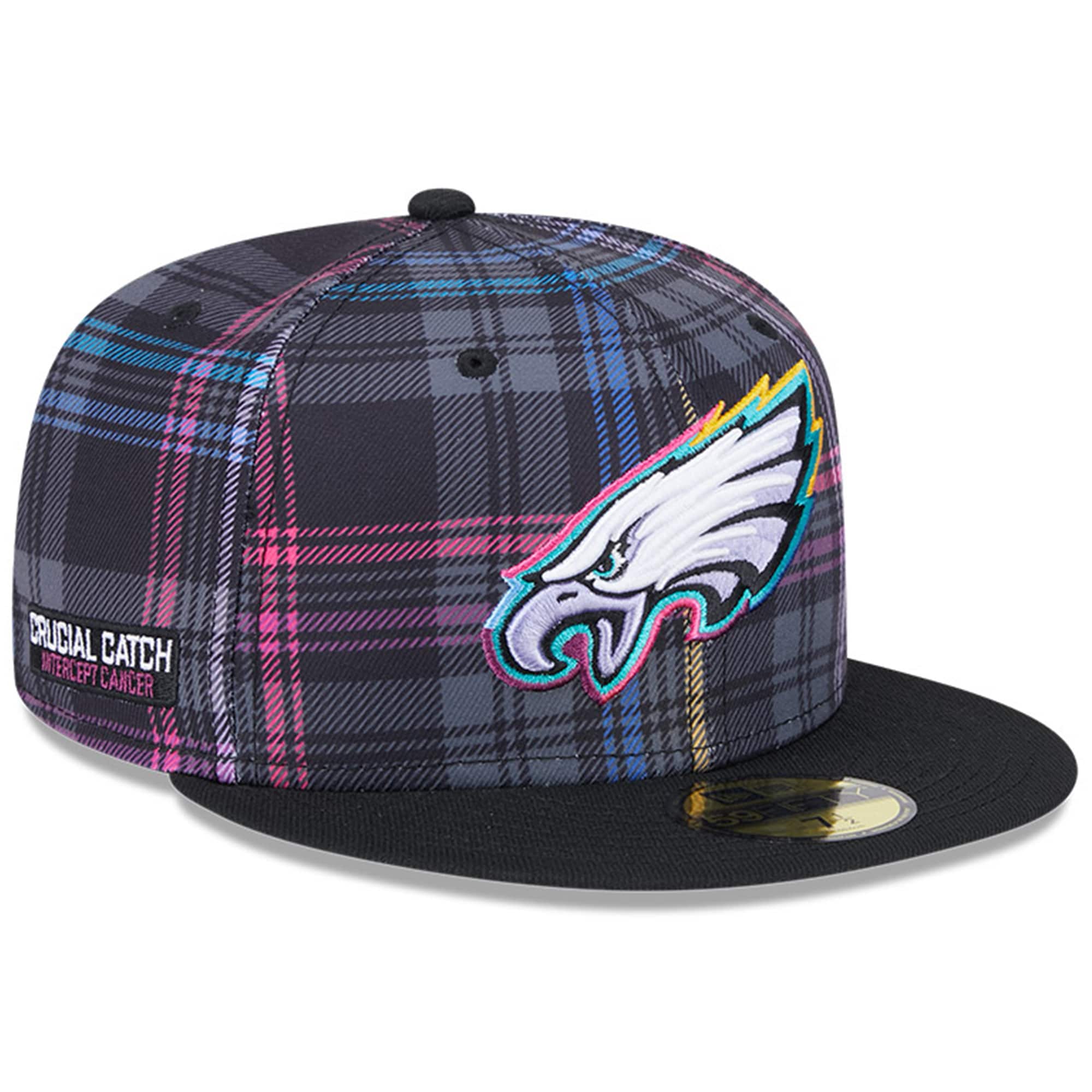 mens new era black philadelphia eagles 2024 nfl crucial catch plaid 59fifty fitted hat | NFL Jerseys & Hats Collection at Eagles Jerseys