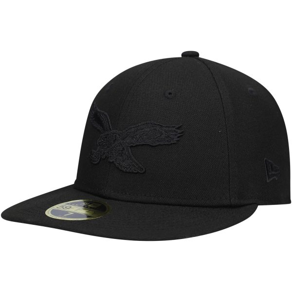 mens new era black philadelphia eagles historic logo black on black low profile 59fifty ii fitted hat | NFL Jerseys & Hats Collection at Eagles Jerseys