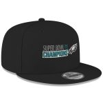 mens new era black philadelphia eagles super bowl lix champions 9fifty snapback hat | NFL Jerseys & Hats Collection at Eagles Jerseys