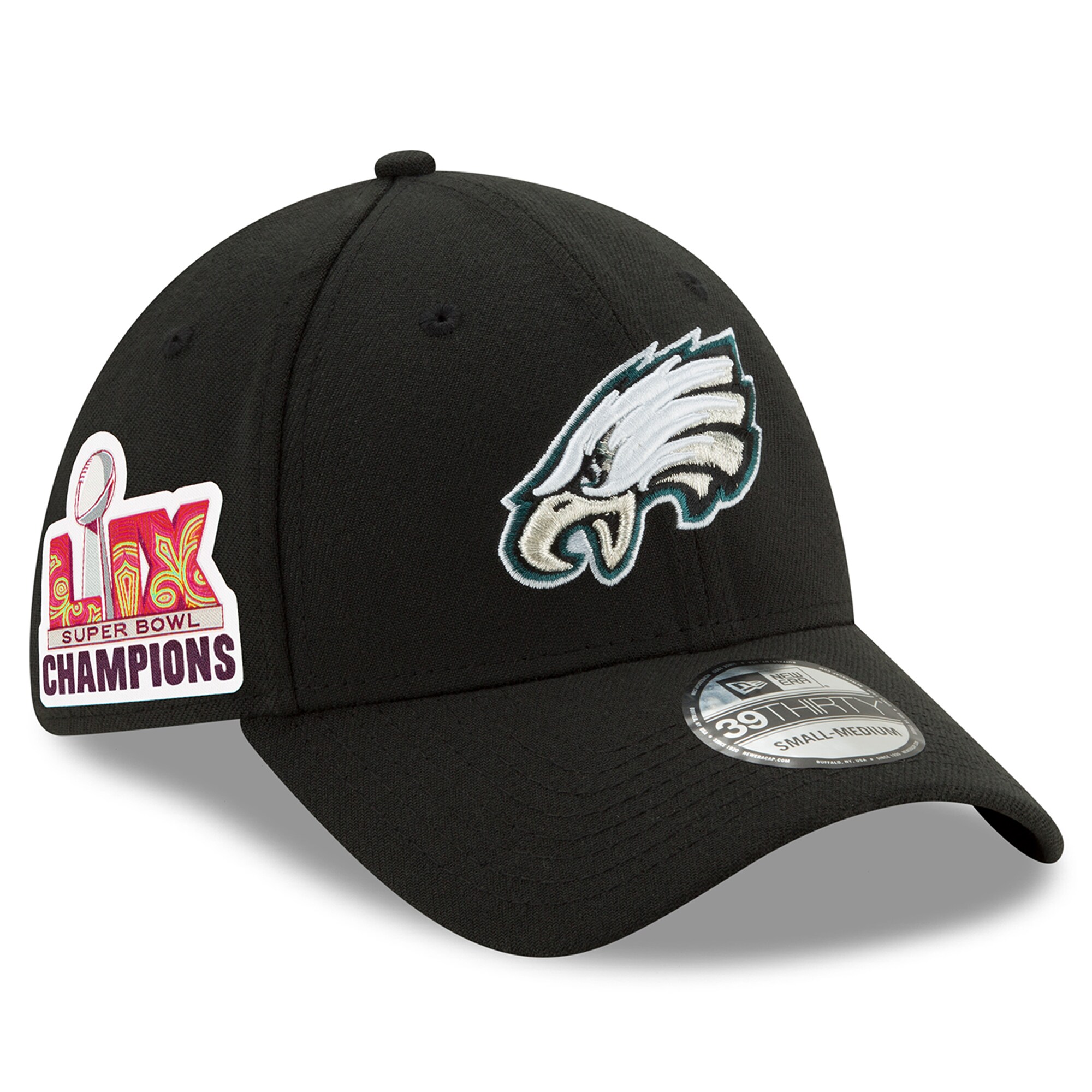 mens new era black philadelphia eagles super bowl lix champions side patch 39thirty flex hat – 202854744 | NFL Jerseys & Hats Collection at Eagles Jerseys