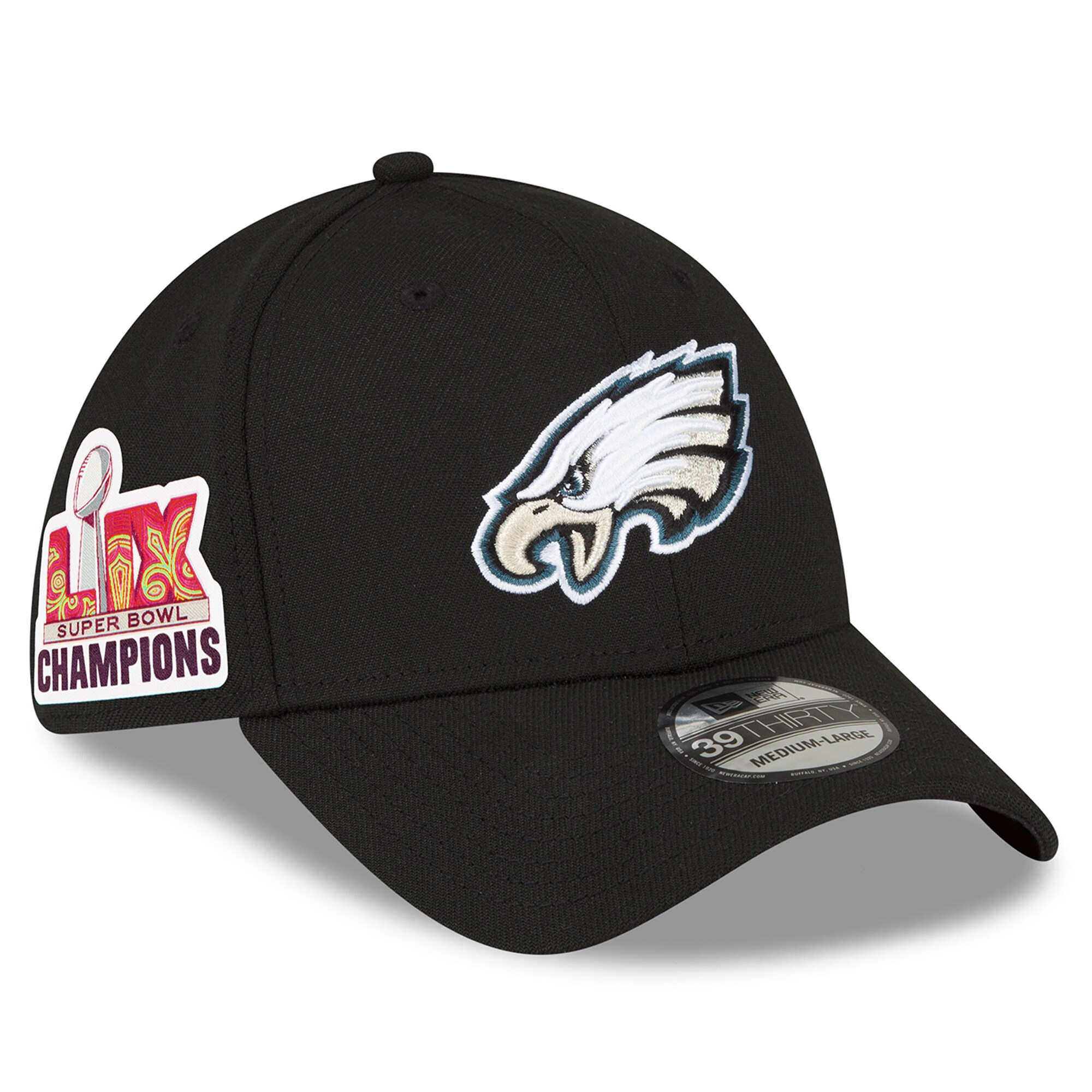 mens new era black philadelphia eagles super bowl lix champions side patch 39thirty flex hat – 202890748 | NFL Jerseys & Hats Collection at Eagles Jerseys
