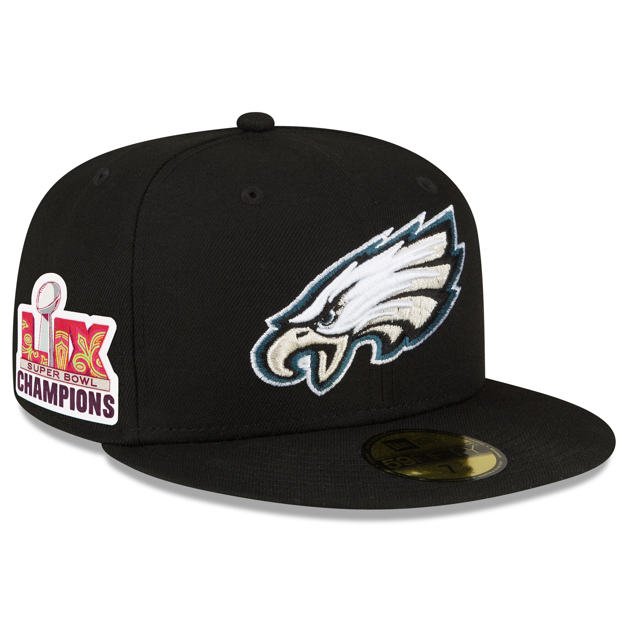 mens new era black philadelphia eagles super bowl lix champions side patch 59fifty fitted hat – 202851513 | NFL Jerseys & Hats Collection at Eagles Jerseys