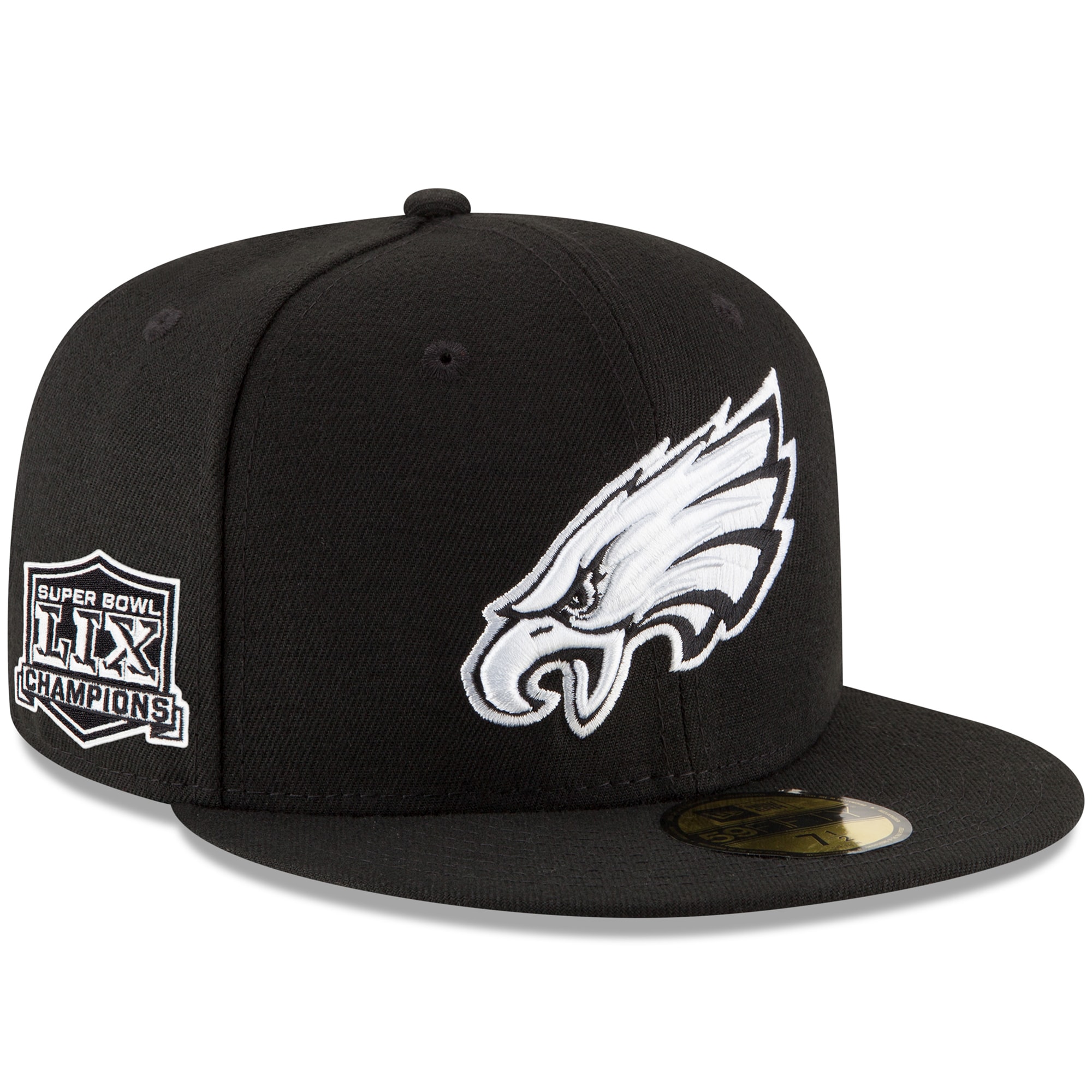mens new era black philadelphia eagles super bowl lix champions side patch 59fifty fitted hat – 202851516 | NFL Jerseys & Hats Collection at Eagles Jerseys