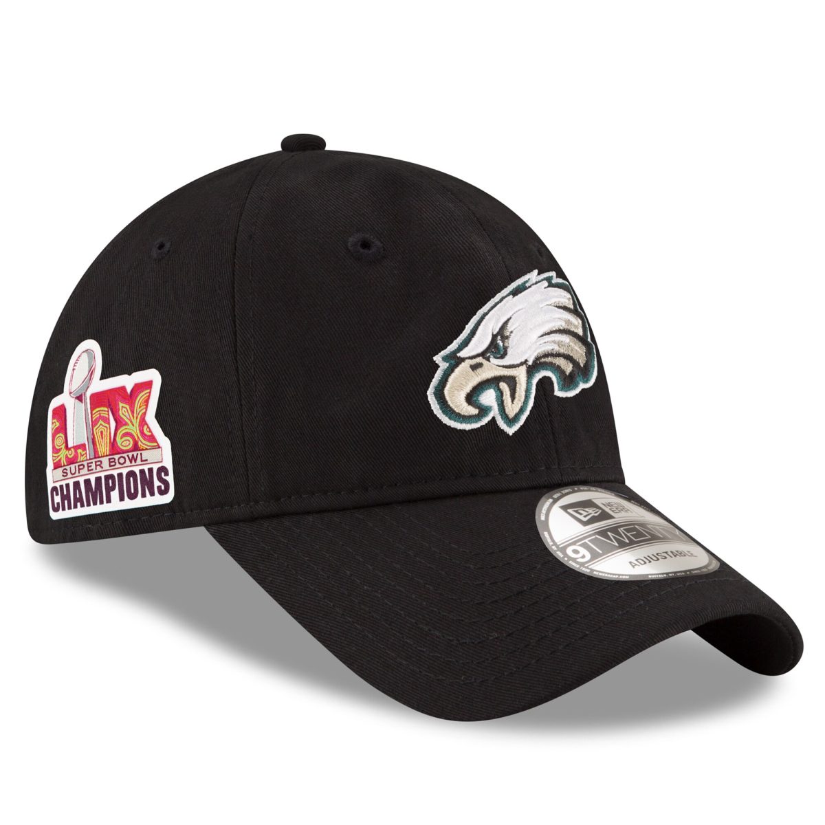 mens new era black philadelphia eagles super bowl lix champions side patch 9twenty adjustable hat | NFL Jerseys & Hats Collection at Eagles Jerseys