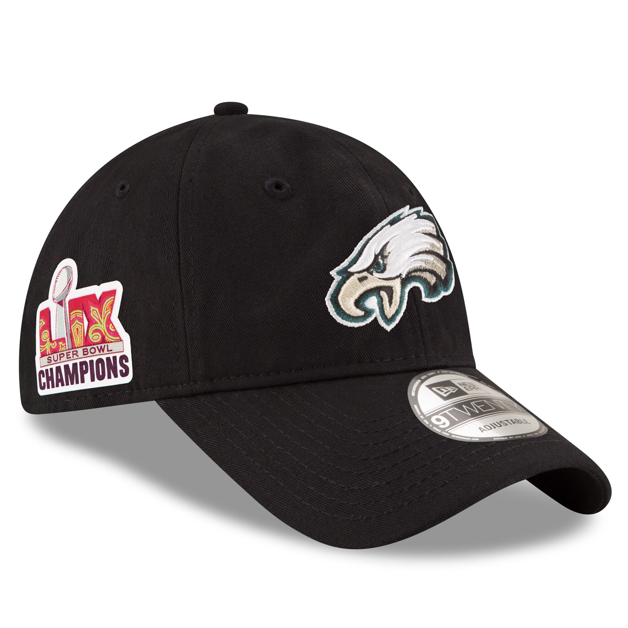 mens new era black philadelphia eagles super bowl lix champions side patch 9twenty adjustable hat | NFL Jerseys & Hats Collection at Eagles Jerseys