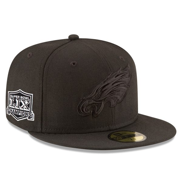 mens new era black philadelphia eagles super bowl lix champions tonal side patch 59fifty fitted hat | NFL Jerseys & Hats Collection at Eagles Jerseys