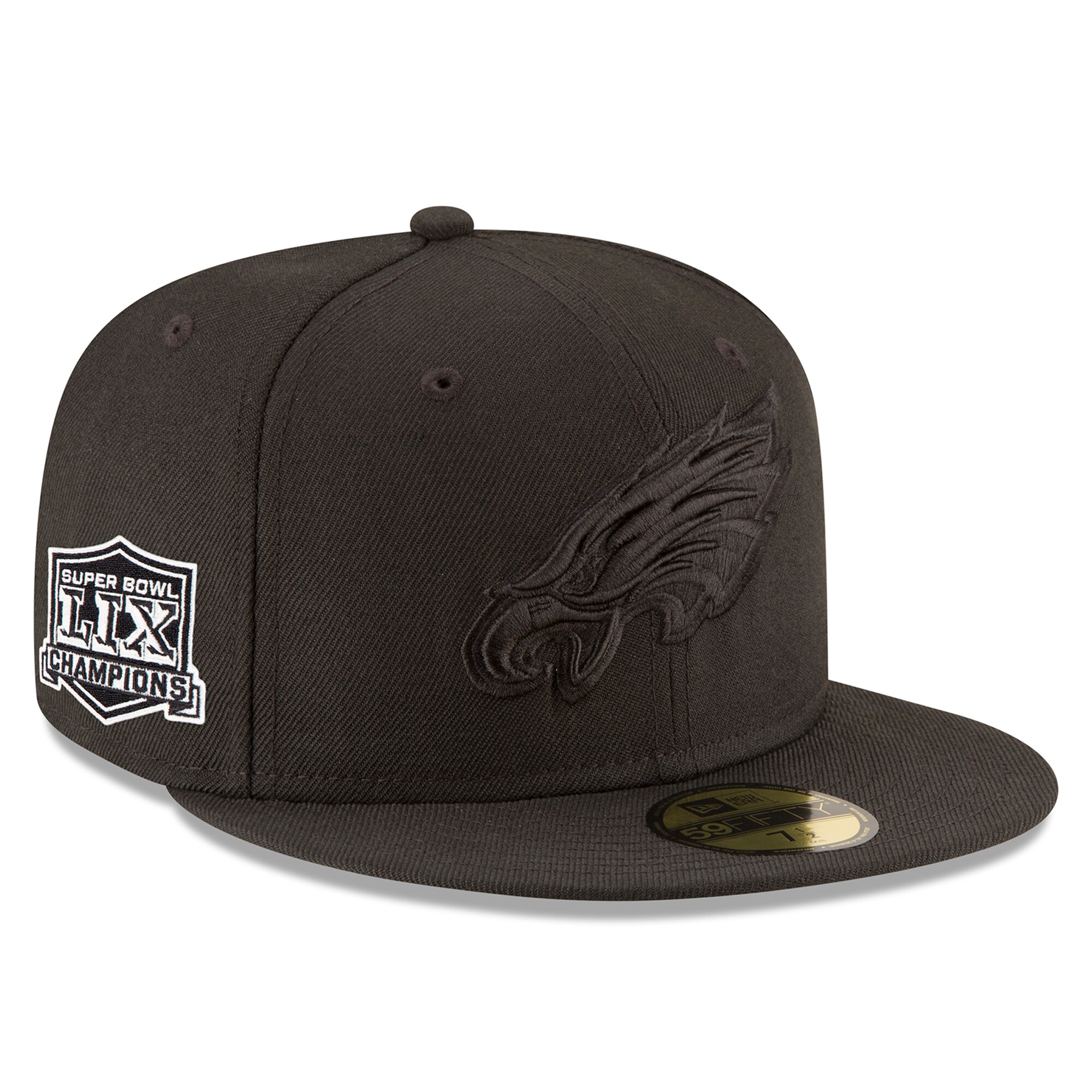 mens new era black philadelphia eagles super bowl lix champions tonal side patch 59fifty fitted hat | NFL Jerseys & Hats Collection at Eagles Jerseys
