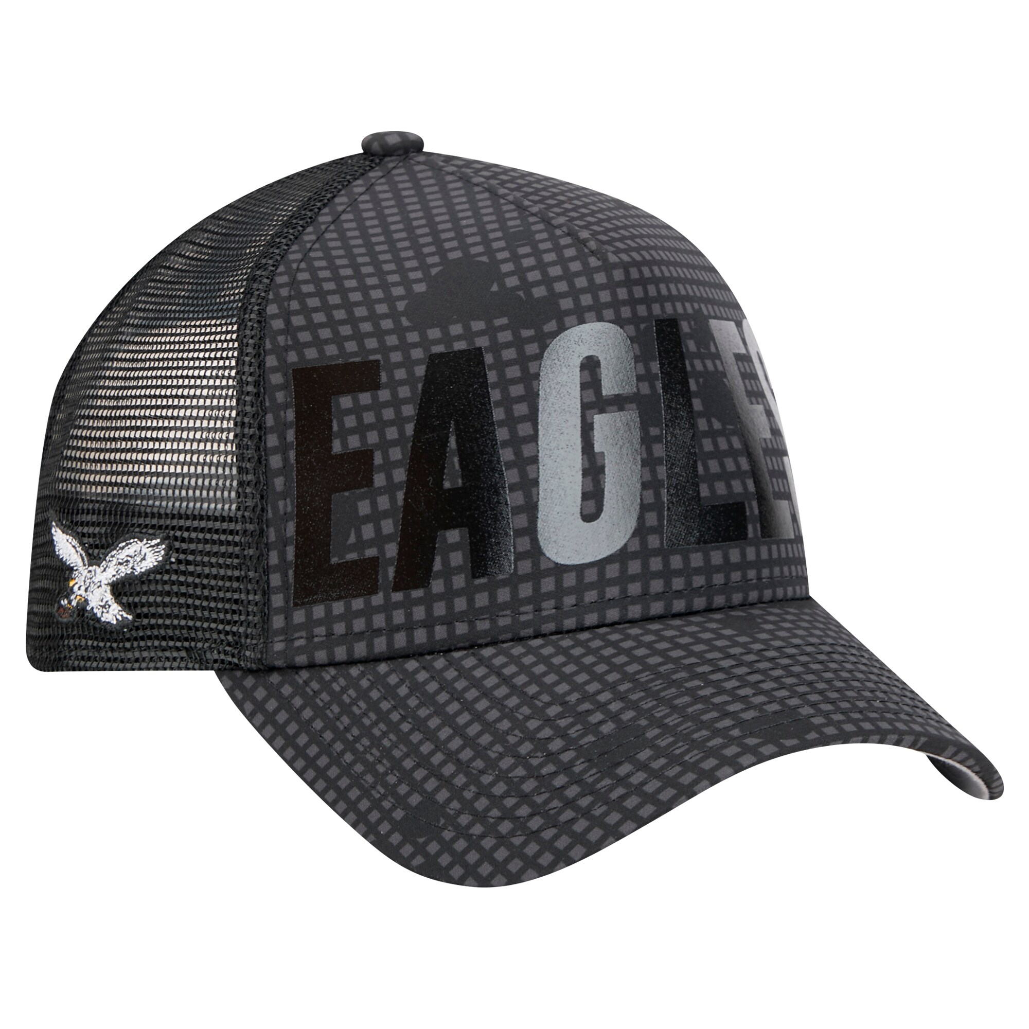 mens new era black philadelphia eagles throwback midnight ink tonal text a-frame trucker 9forty adjustable hat | NFL Jerseys & Hats Collection at Eagles Jerseys
