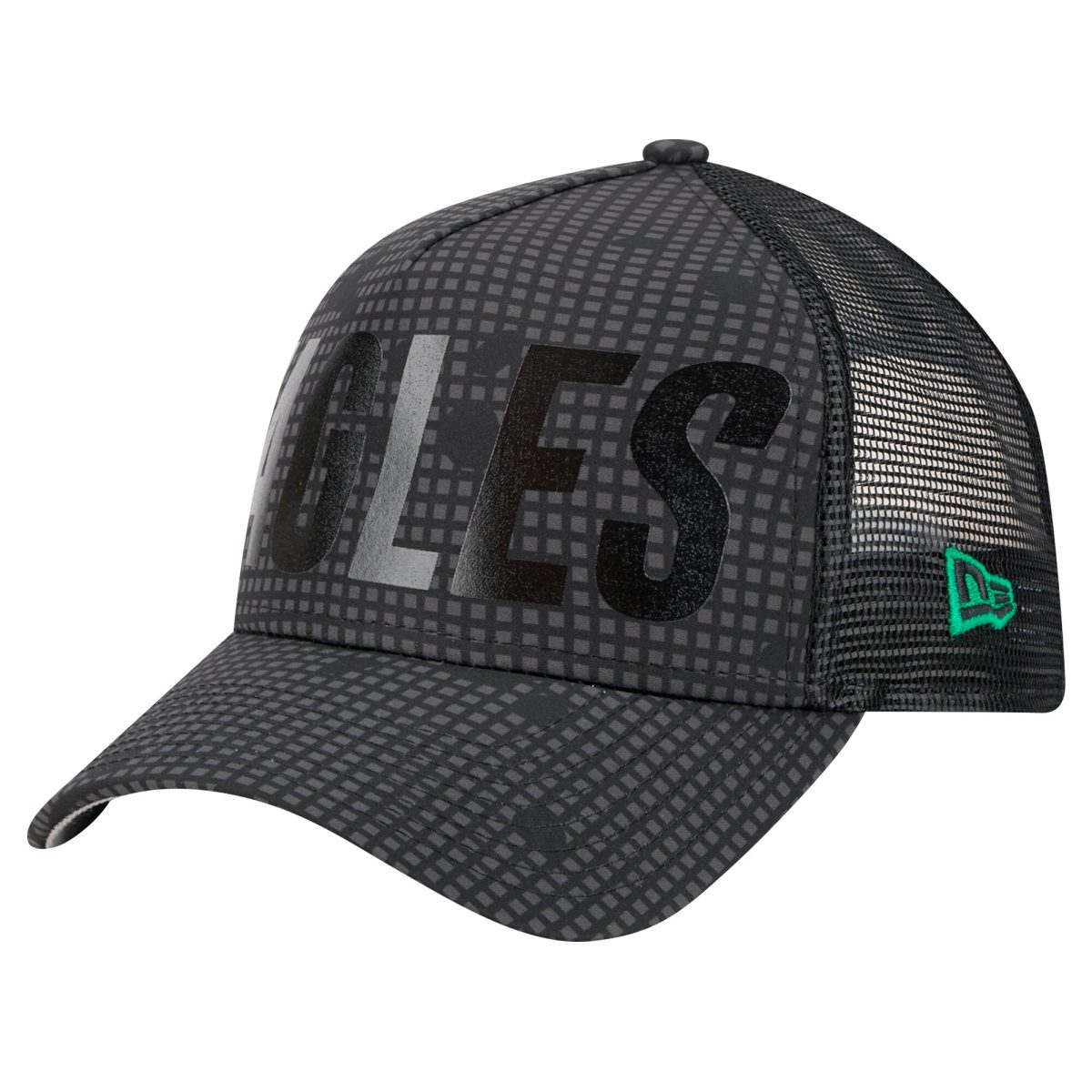 mens new era black philadelphia eagles throwback midnight ink tonal text a-frame trucker 9forty adjustable hat | NFL Jerseys & Hats Collection at Eagles Jerseys