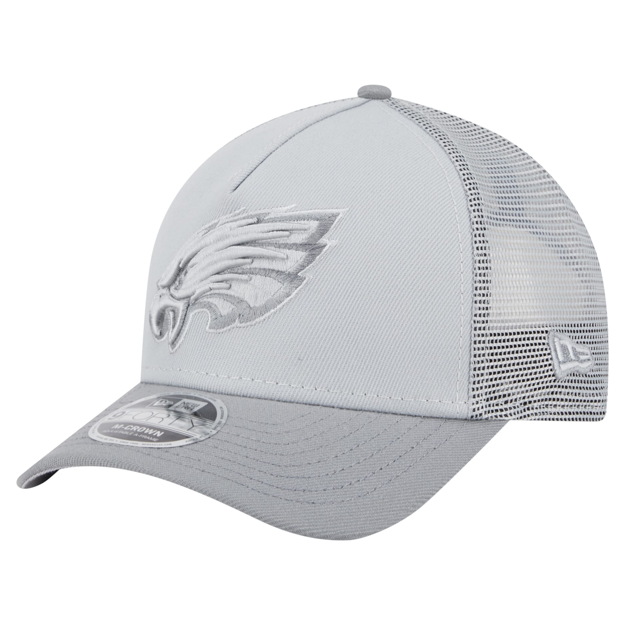 mens new era gray philadelphia eagles domain a-frame trucker 9forty adjustable hat | NFL Jerseys & Hats Collection at Eagles Jerseys