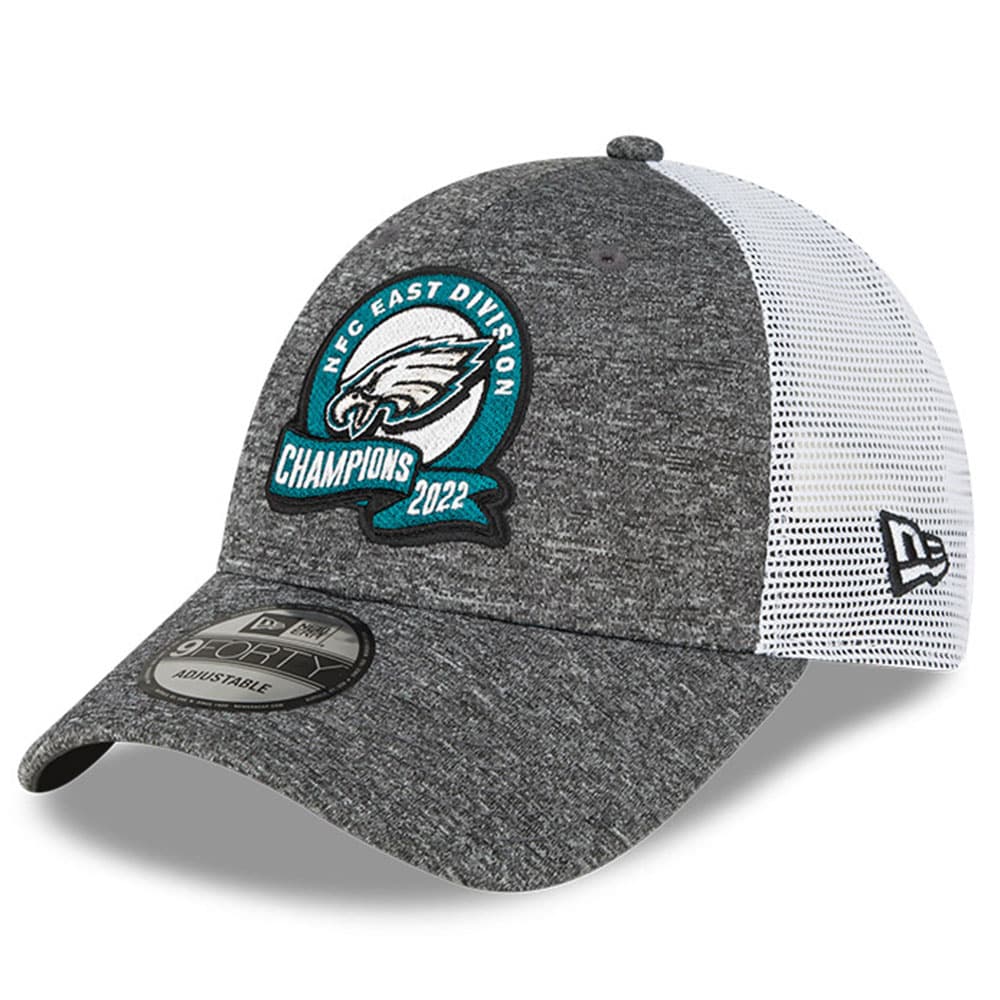 mens new era heather gray philadelphia eagles 2022 nfc east division champions locker room 9forty adjustable hat | NFL Jerseys & Hats Collection at Eagles Jerseys