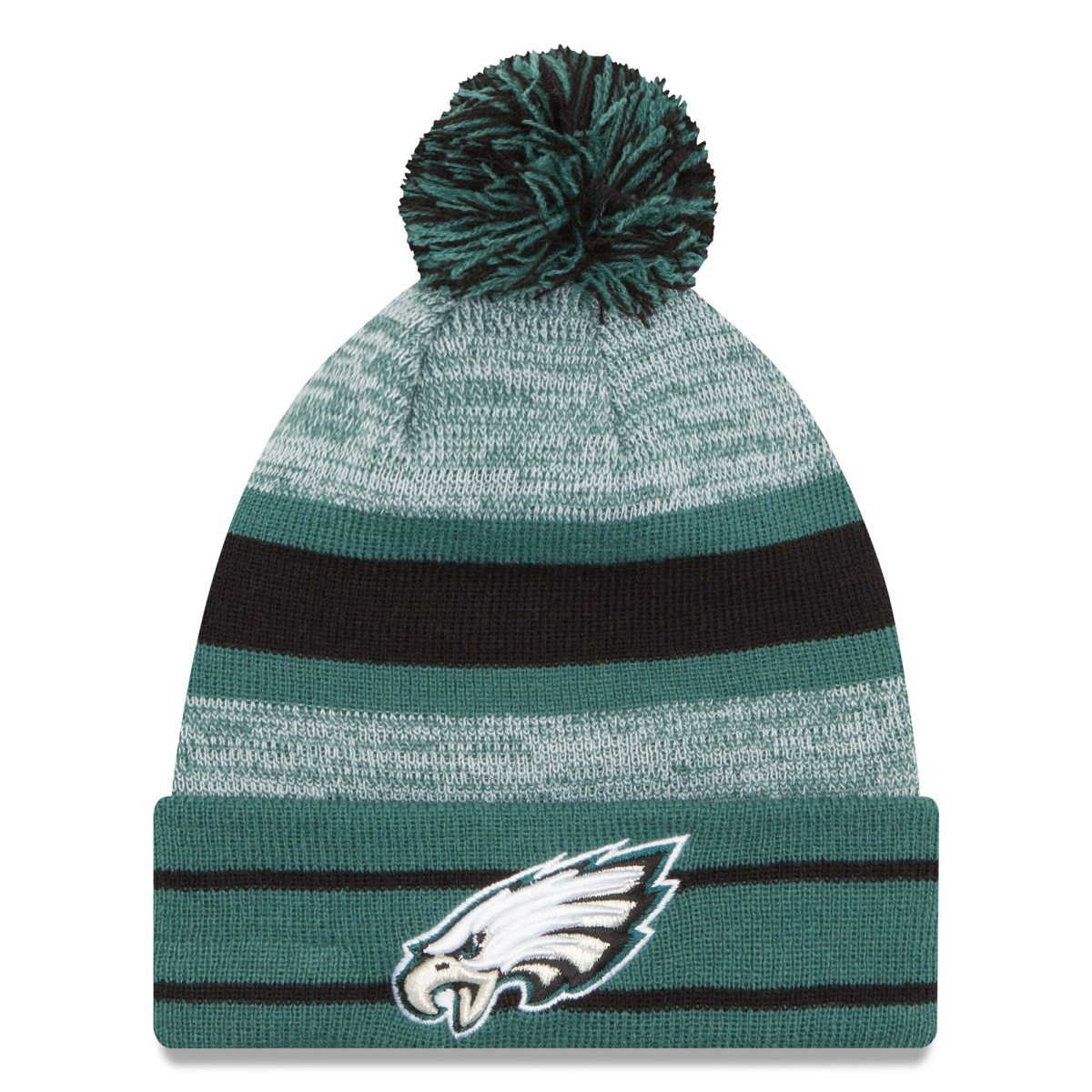 mens new era midnight green philadelphia eagles team logo cuffed knit hat with pom | NFL Jerseys & Hats Collection at Eagles Jerseys