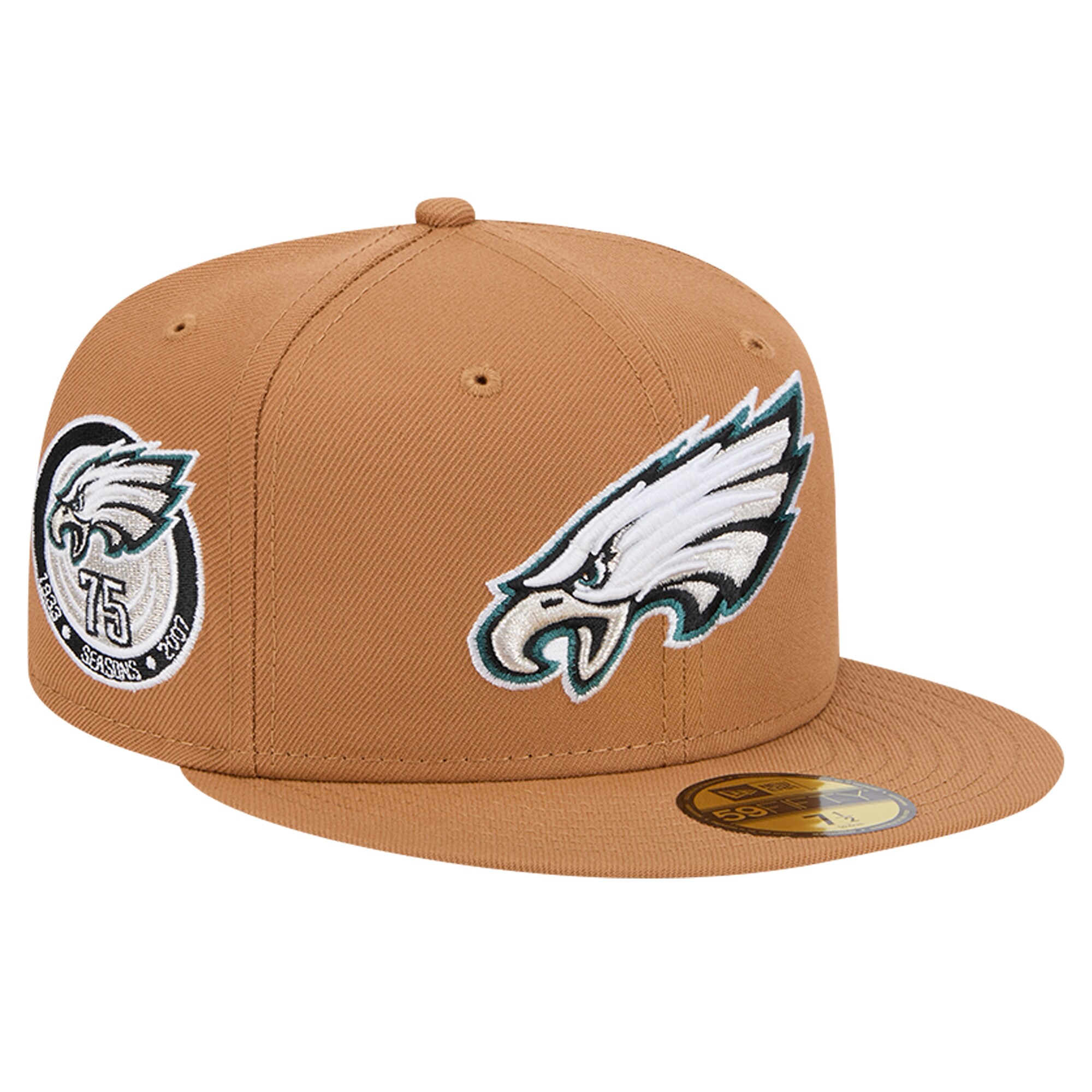 mens new era tan philadelphia eagles color pack 59fifty fitted hat with side patch | NFL Jerseys & Hats Collection at Eagles Jerseys