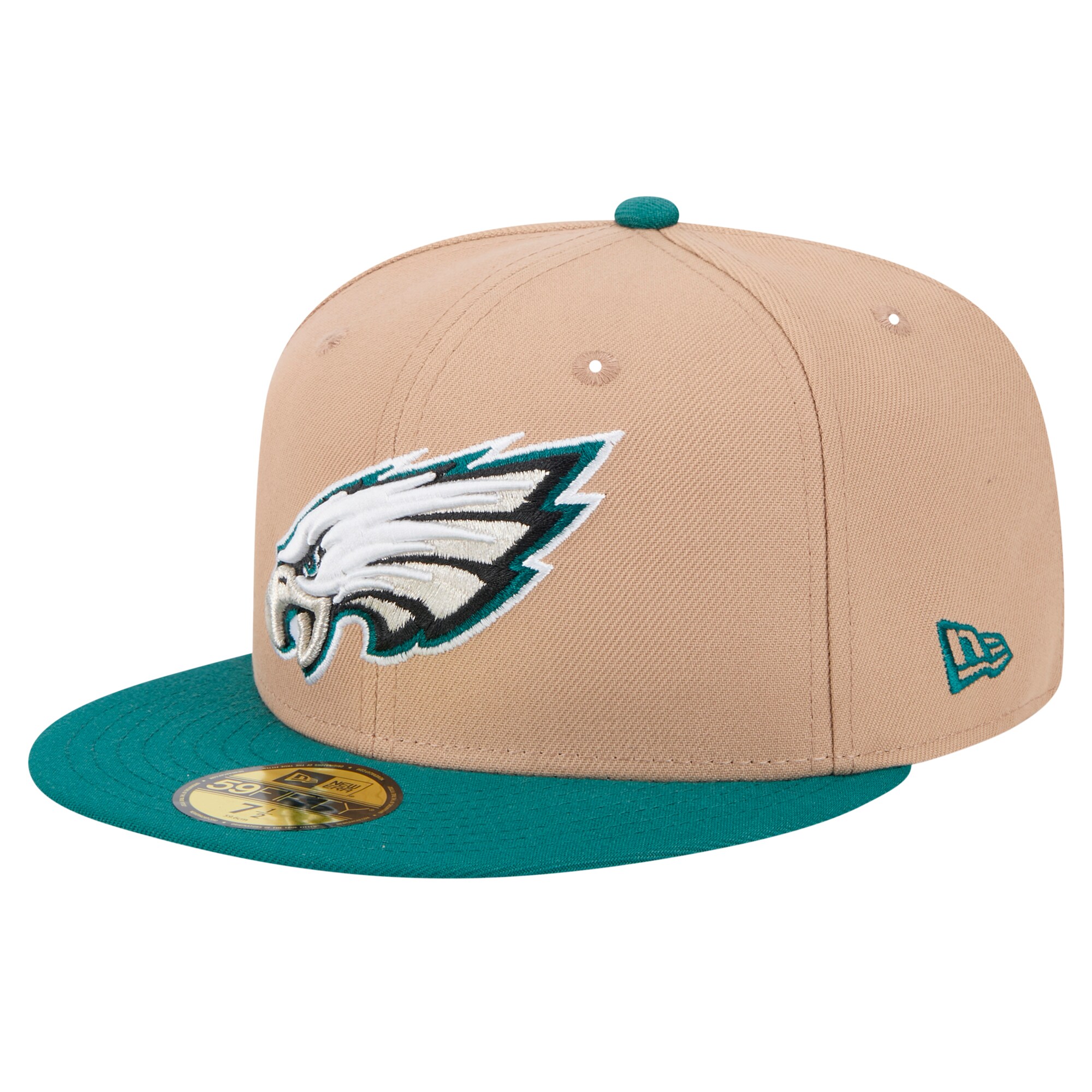 mens new era tan philadelphia eagles logo main 59fifty fitted hat | NFL Jerseys & Hats Collection at Eagles Jerseys