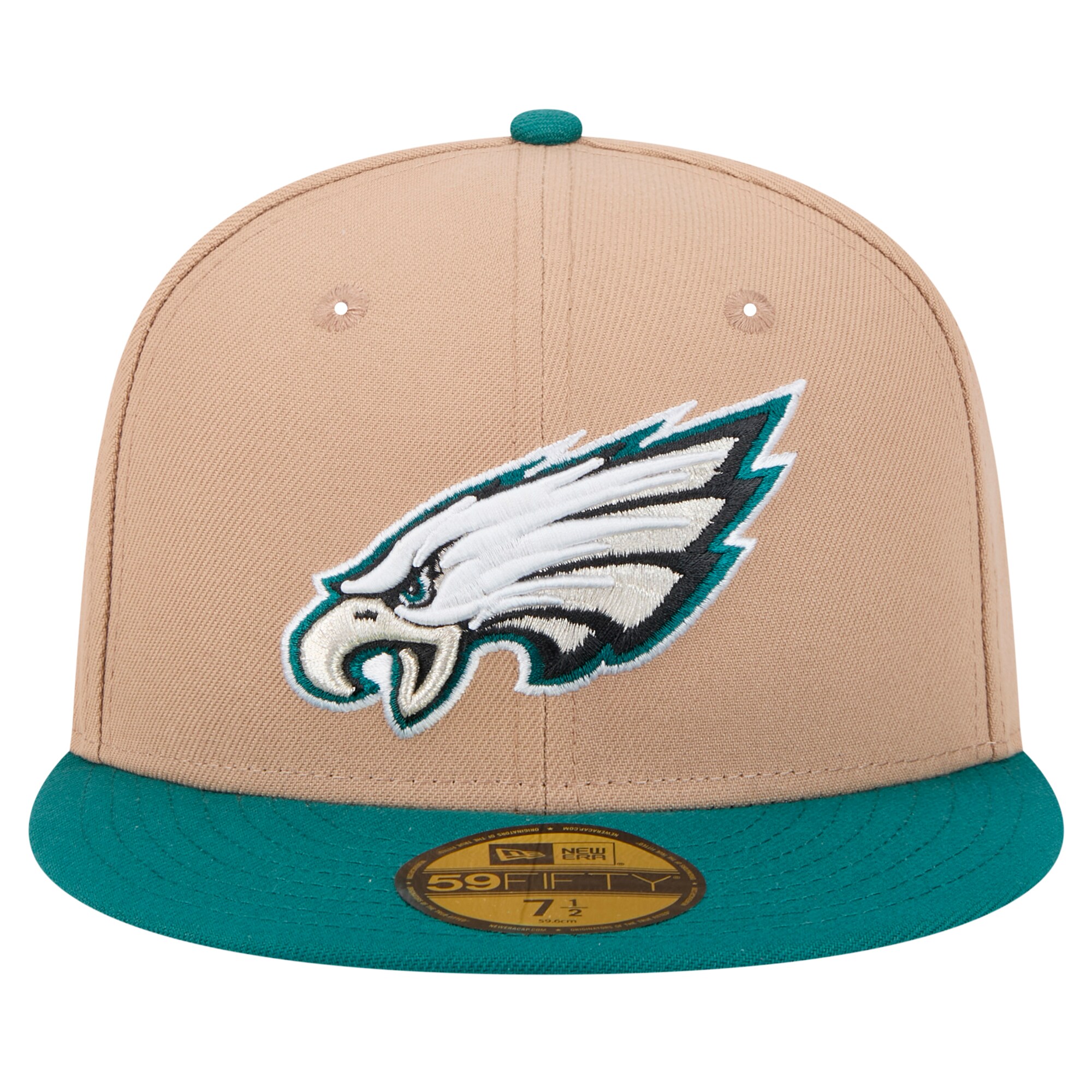 mens new era tan philadelphia eagles logo main 59fifty fitted hat | NFL Jerseys & Hats Collection at Eagles Jerseys