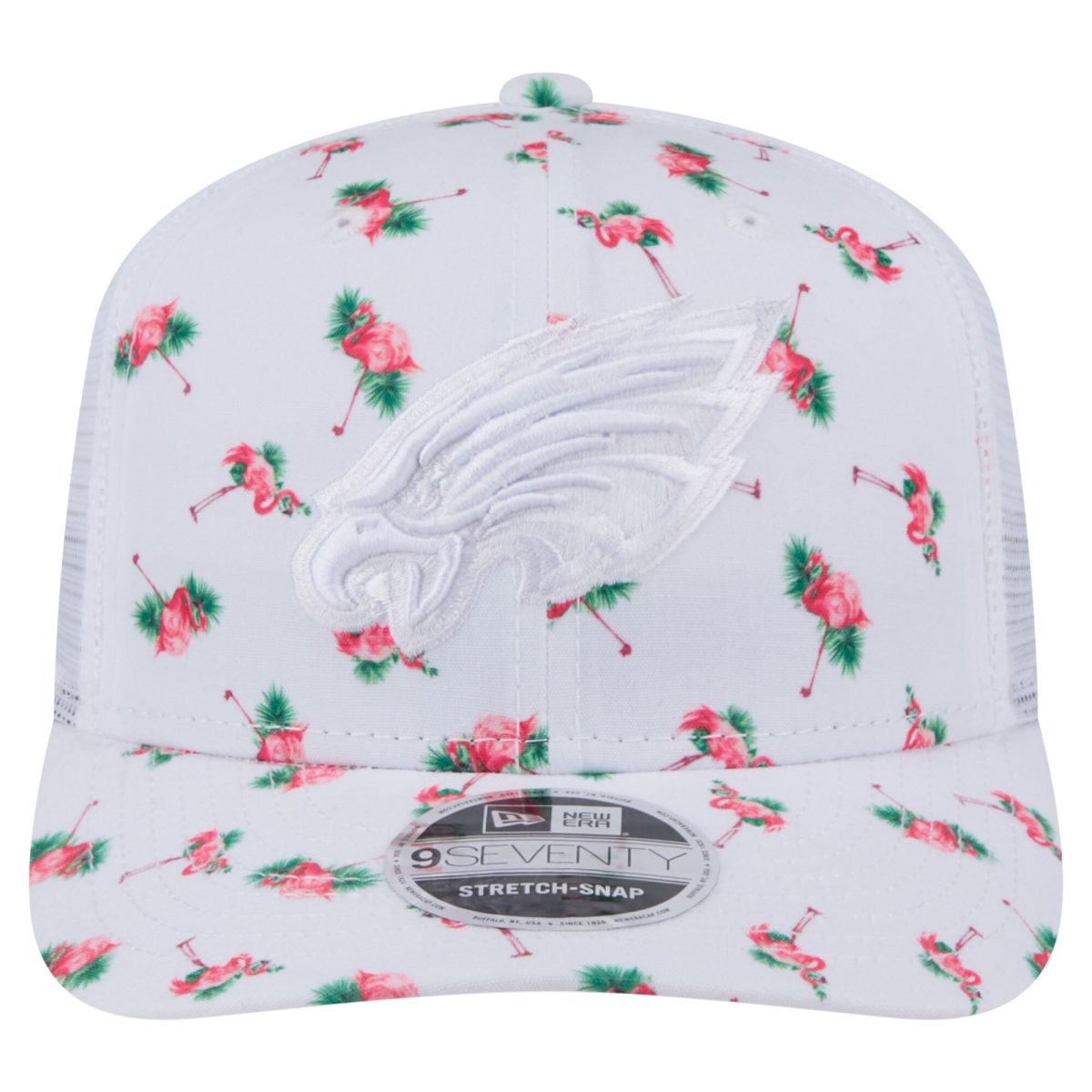 mens new era white philadelphia eagles adventure flamingo pattern 9seventy stretch-snap hat | NFL Jerseys & Hats Collection at Eagles Jerseys