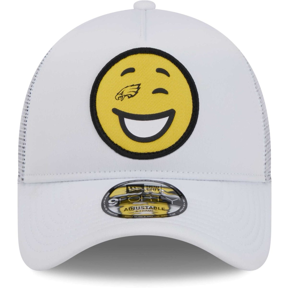 mens new era white philadelphia eagles happy a-frame trucker 9forty snapback hat | NFL Jerseys & Hats Collection at Eagles Jerseys