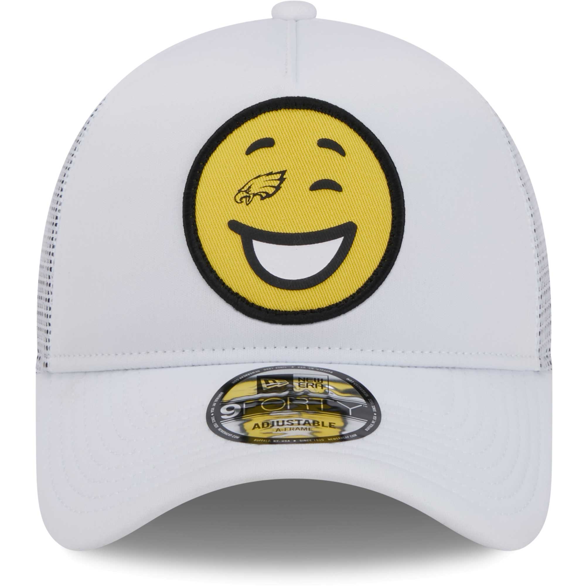 mens new era white philadelphia eagles happy a-frame trucker 9forty snapback hat | NFL Jerseys & Hats Collection at Eagles Jerseys