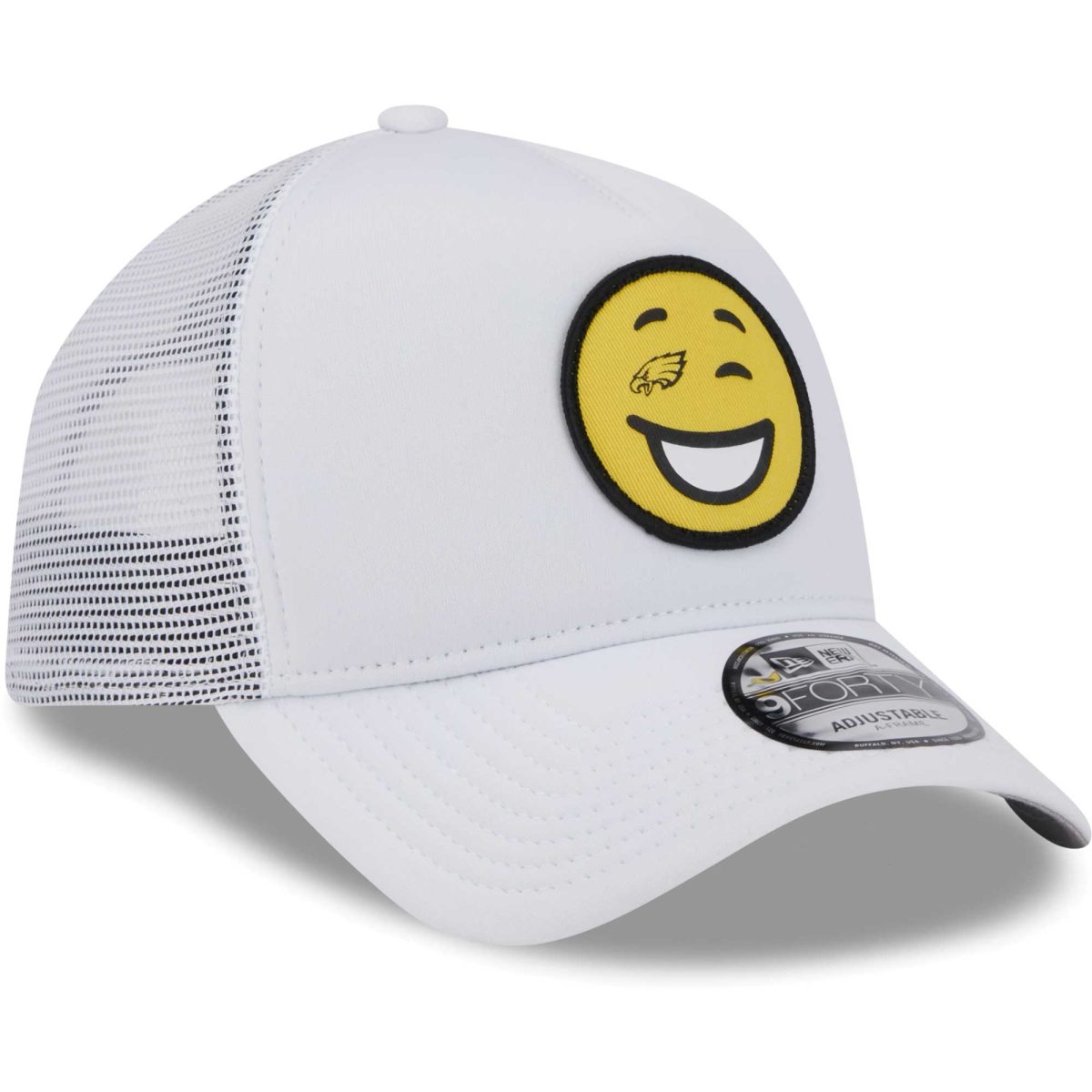 mens new era white philadelphia eagles happy a-frame trucker 9forty snapback hat | NFL Jerseys & Hats Collection at Eagles Jerseys