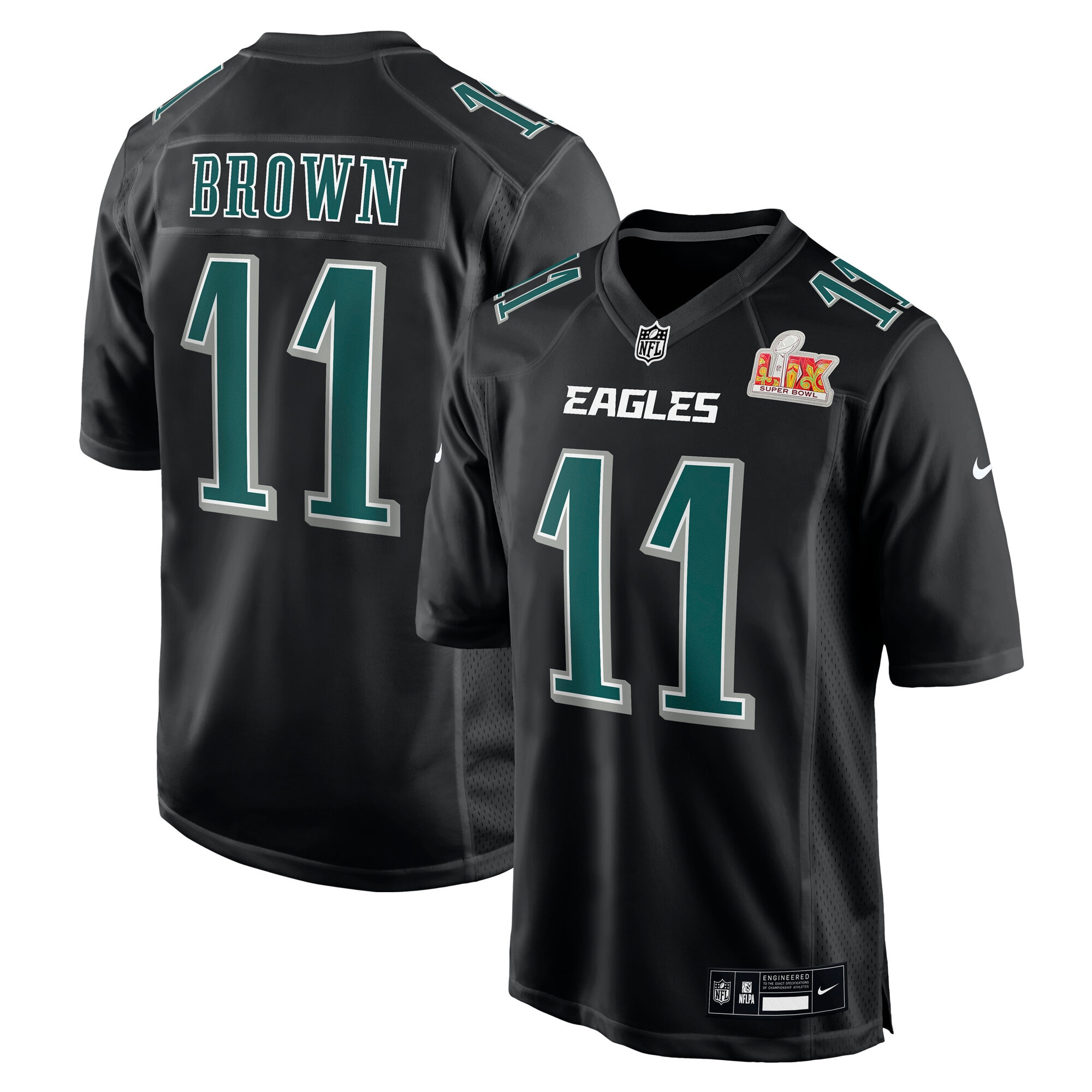 mens nike a.j. brown carbon black philadelphia eagles super bowl lix fashion game player jersey | NFL Jerseys & Hats Collection at Eagles Jerseys