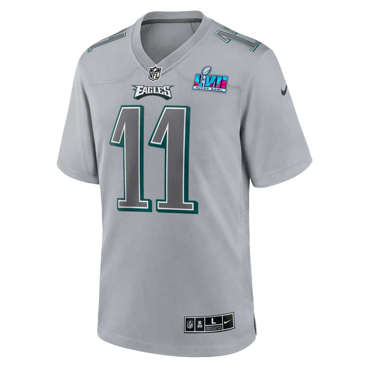 mens nike a.j. brown gray philadelphia eagles super bowl lvii patch atmosphere fashion game jersey | NFL Jerseys & Hats Collection at Eagles Jerseys