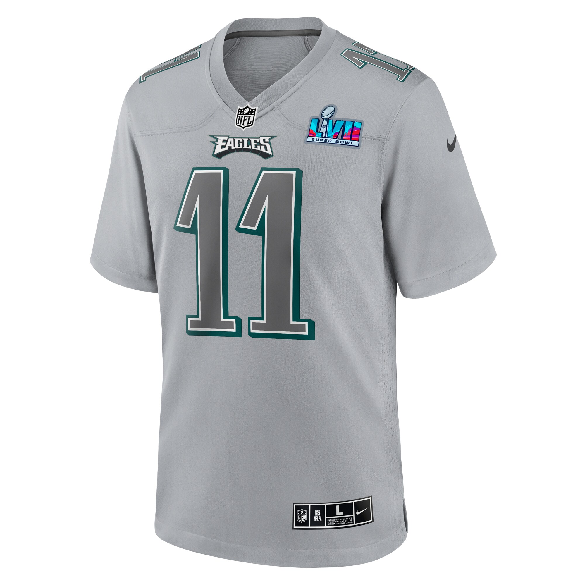 mens nike a.j. brown gray philadelphia eagles super bowl lvii patch atmosphere fashion game jersey | NFL Jerseys & Hats Collection at Eagles Jerseys