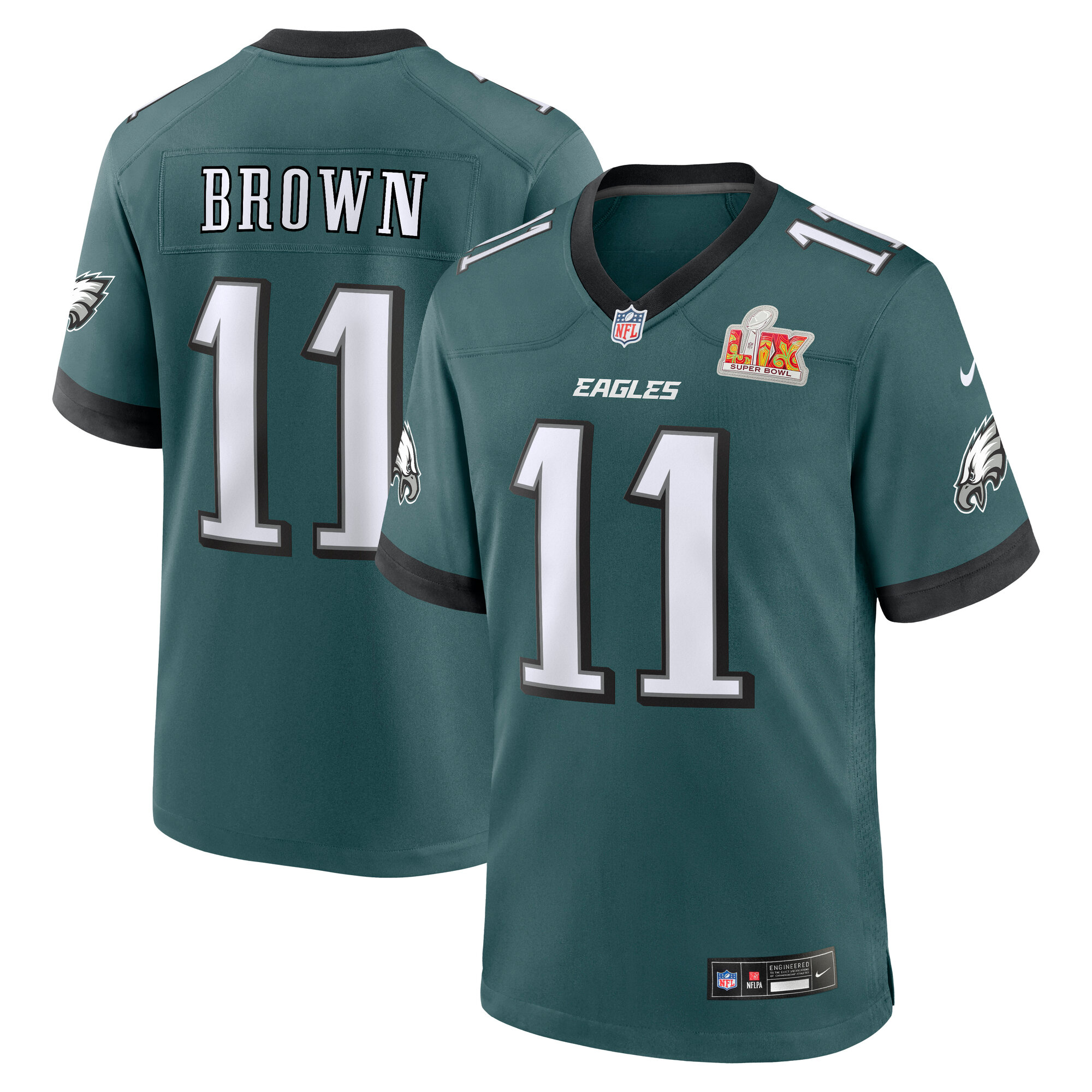 mens nike a.j. brown midnight green philadelphia eagles super bowl lix game player jersey | NFL Jerseys & Hats Collection at Eagles Jerseys