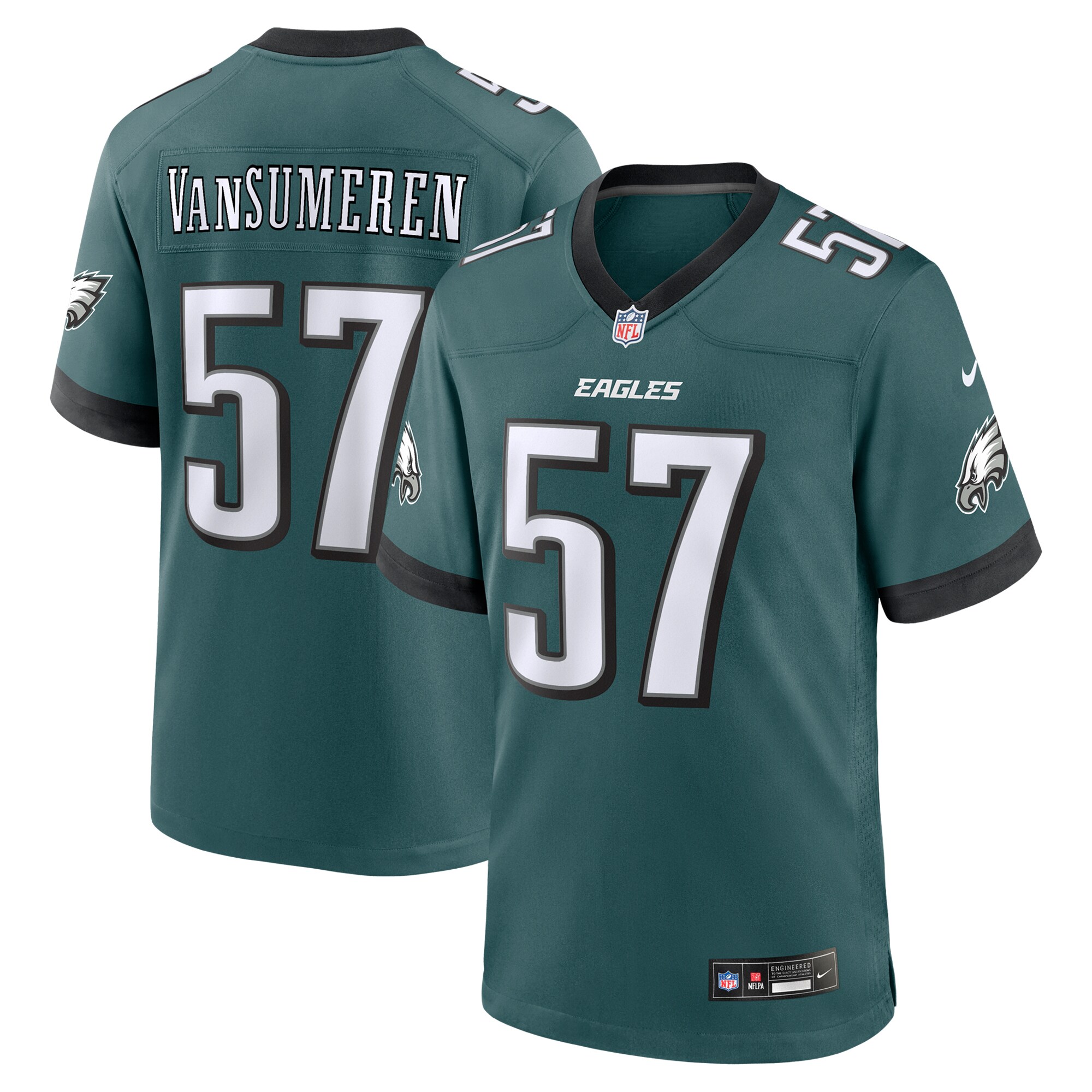 mens nike ben vansumeren midnight green philadelphia eagles team game jersey | NFL Jerseys & Hats Collection at Eagles Jerseys