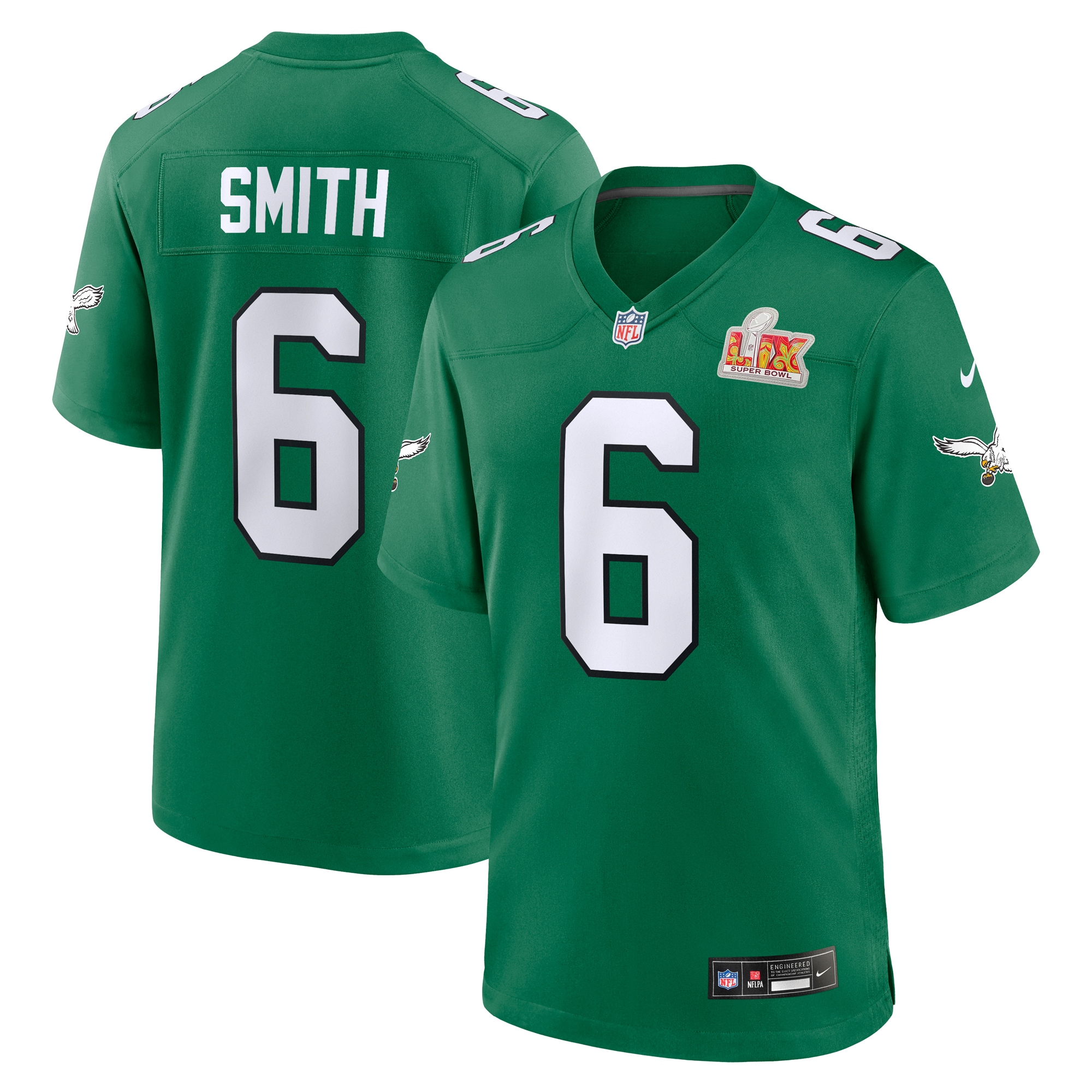 mens nike devonta smith kelly green philadelphia eagles super bowl lix 2nd alternate game jersey | NFL Jerseys & Hats Collection at Eagles Jerseys