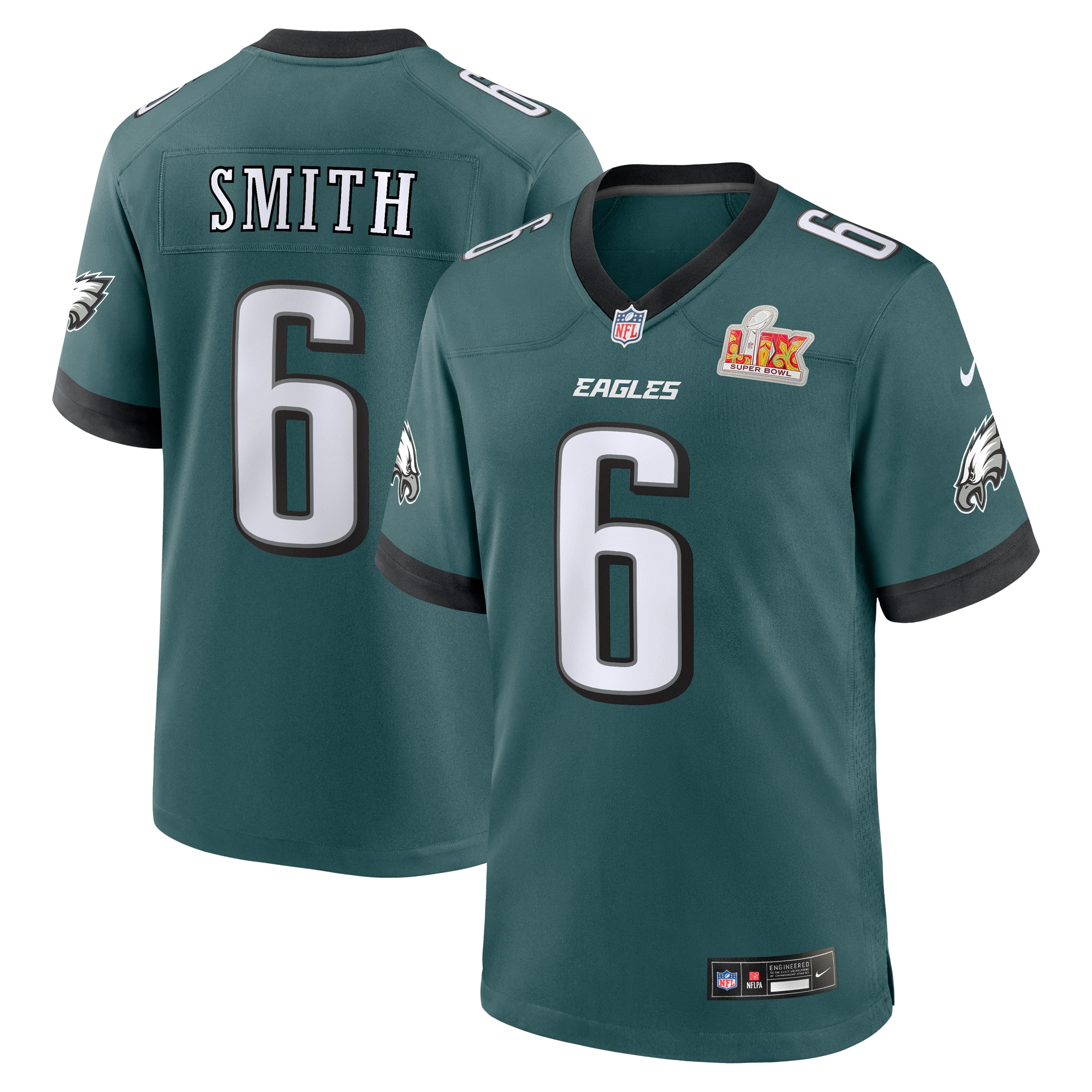 mens nike devonta smith midnight green philadelphia eagles super bowl lix game player jersey | NFL Jerseys & Hats Collection at Eagles Jerseys