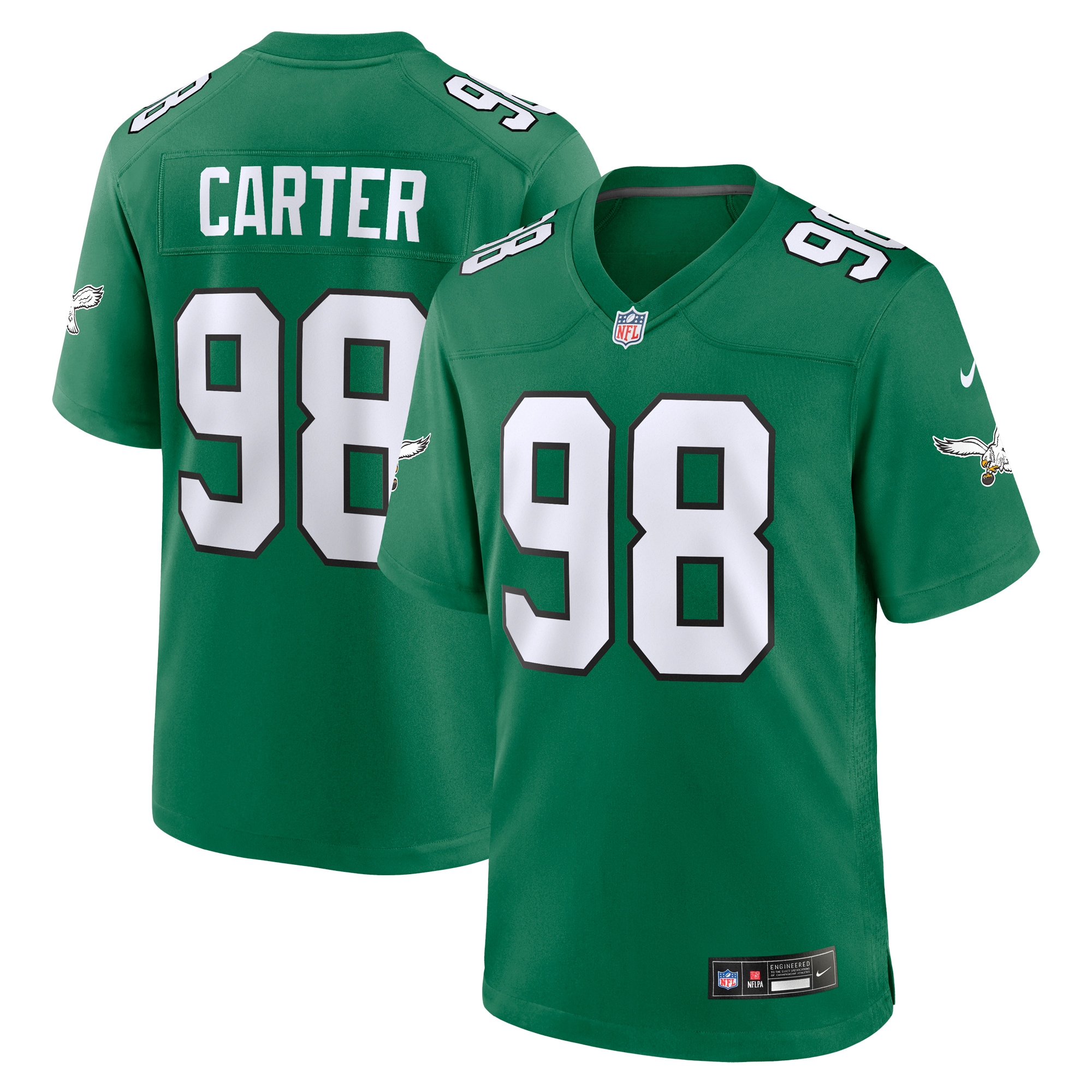 mens nike jalen carter kelly green philadelphia eagles alternate game jersey | NFL Jerseys & Hats Collection at Eagles Jerseys