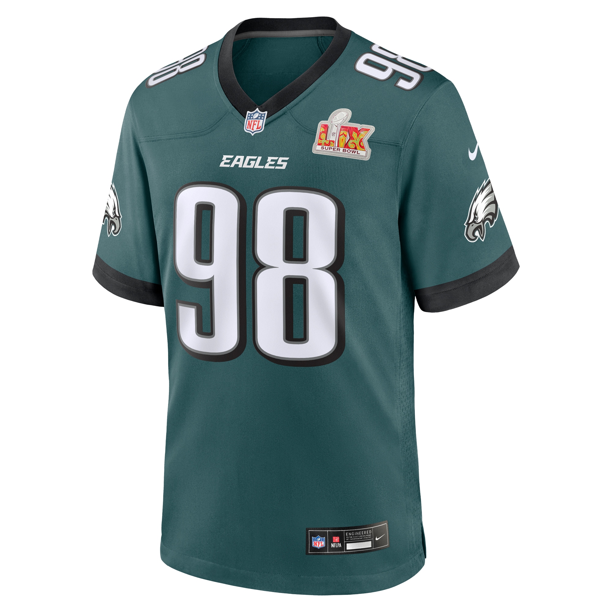 mens nike jalen carter midnight green philadelphia eagles super bowl lix game player jersey | NFL Jerseys & Hats Collection at Eagles Jerseys