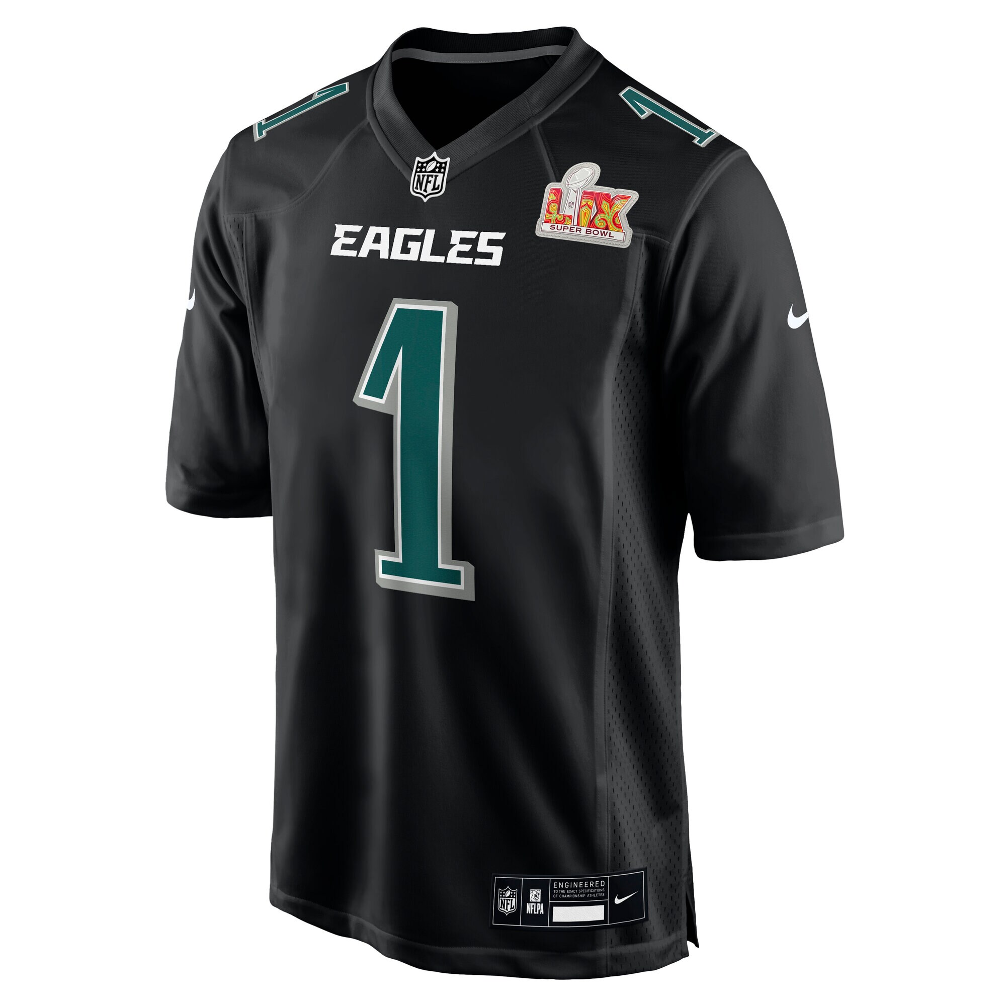 mens nike jalen hurts carbon black philadelphia eagles super bowl lix fashion game player jersey | NFL Jerseys & Hats Collection at Eagles Jerseys