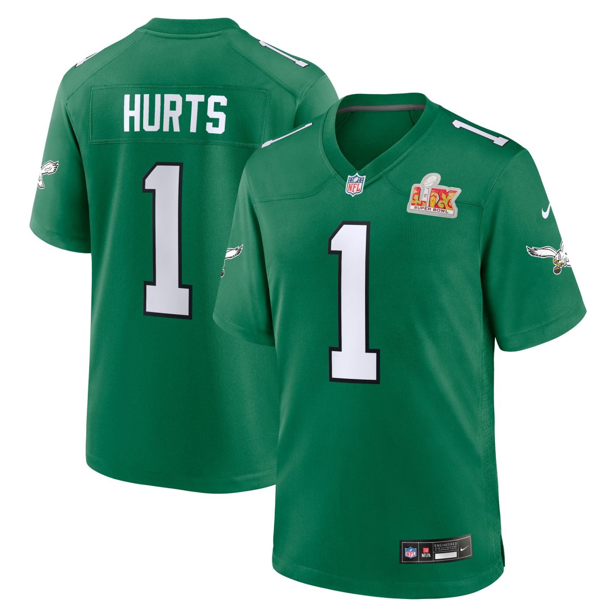 mens nike jalen hurts kelly green philadelphia eagles super bowl lix 2nd alternate game jersey | NFL Jerseys & Hats Collection at Eagles Jerseys