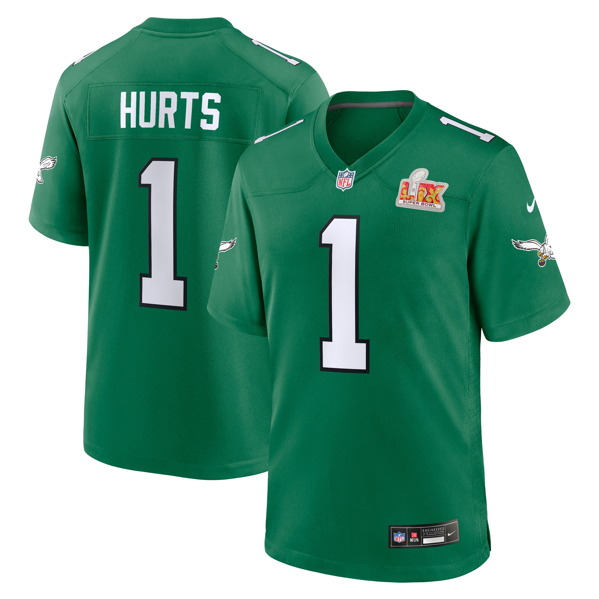 mens nike jalen hurts kelly green philadelphia eagles super bowl lix 2nd alternate game jersey | NFL Jerseys & Hats Collection at Eagles Jerseys