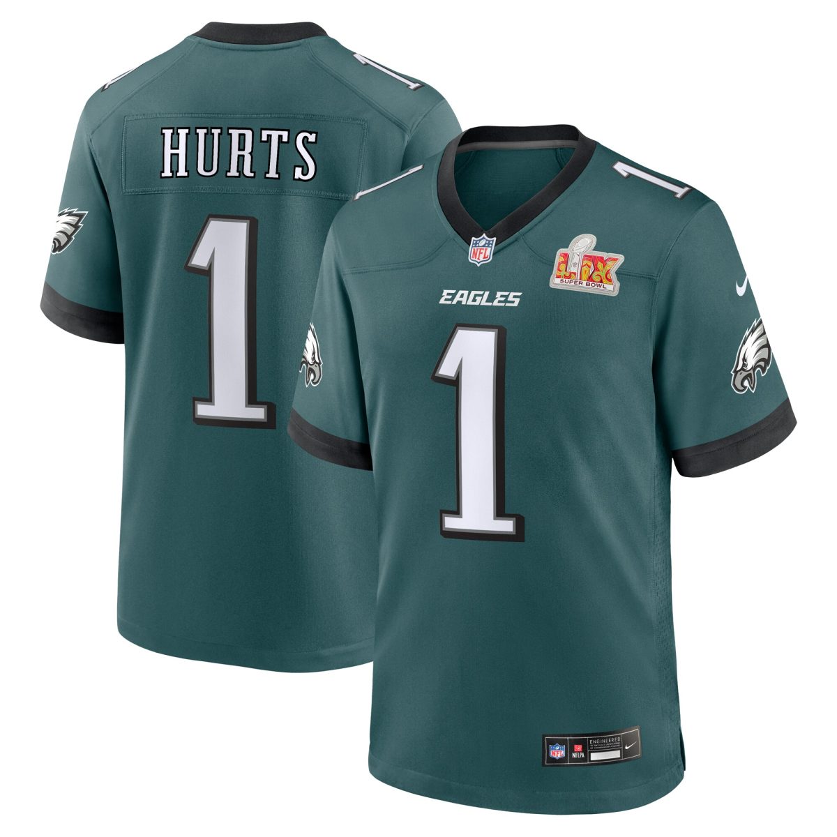 mens nike jalen hurts midnight green philadelphia eagles super bowl lix game player jersey | NFL Jerseys & Hats Collection at Eagles Jerseys