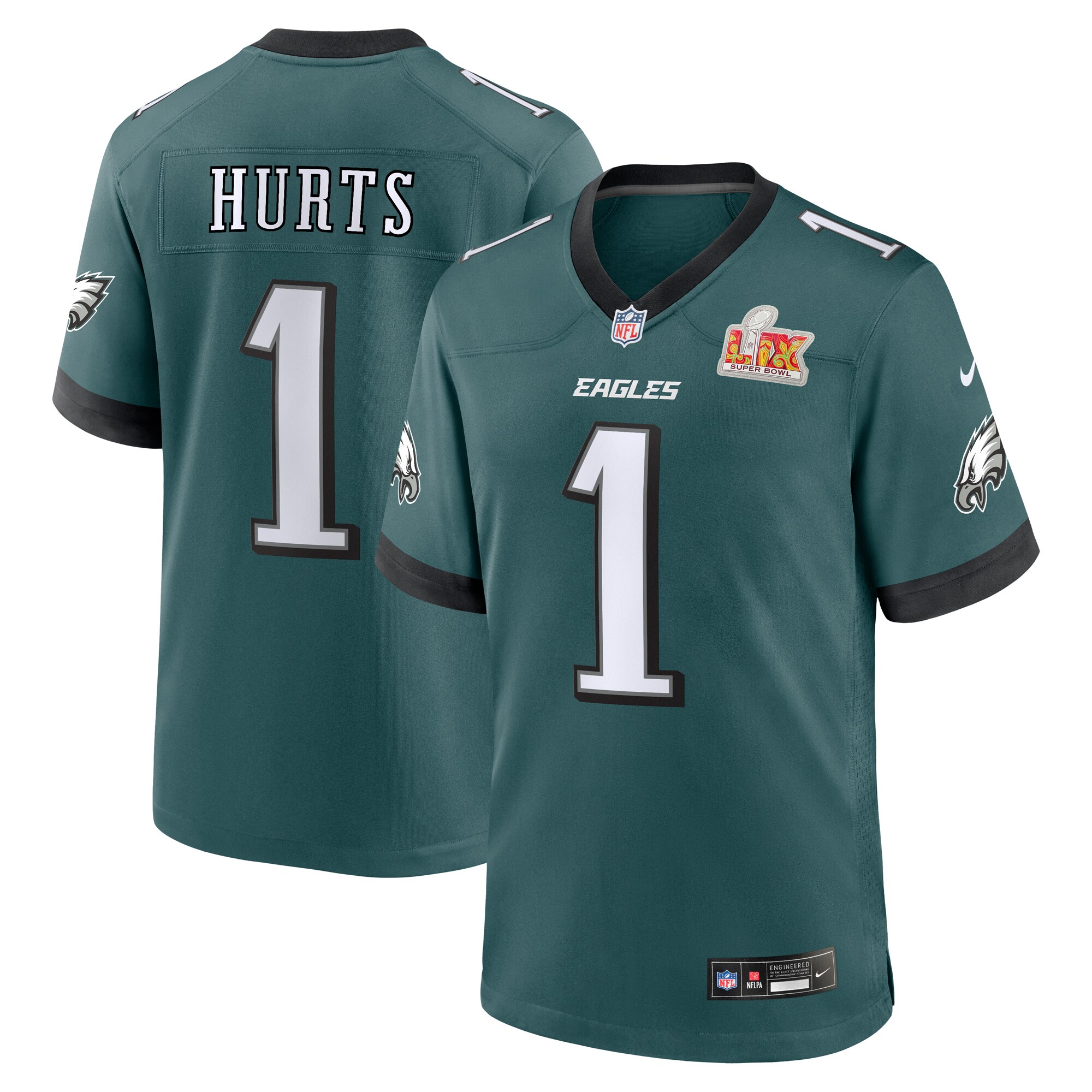 mens nike jalen hurts midnight green philadelphia eagles super bowl lix game player jersey | NFL Jerseys & Hats Collection at Eagles Jerseys