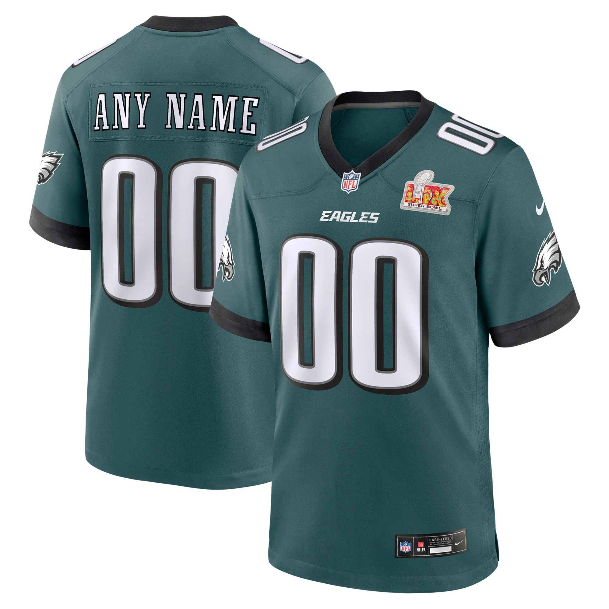 mens nike midnight green philadelphia eagles super bowl lix custom game jersey | NFL Jerseys & Hats Collection at Eagles Jerseys