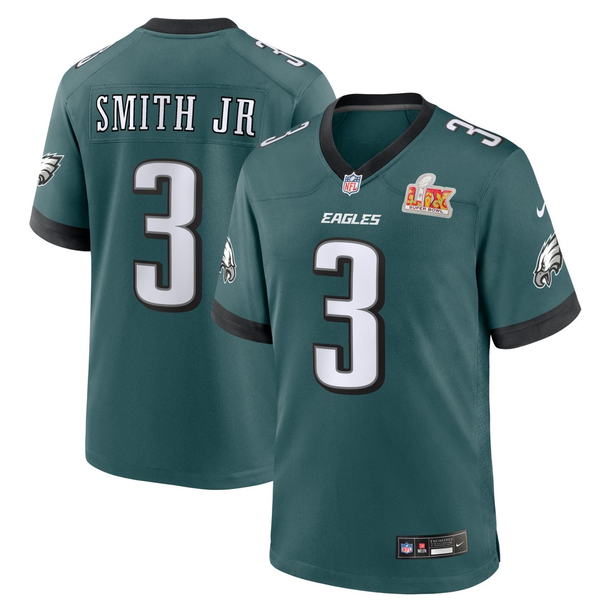 mens nike nolan smith midnight green philadelphia eagles super bowl lix game player jersey | NFL Jerseys & Hats Collection at Eagles Jerseys