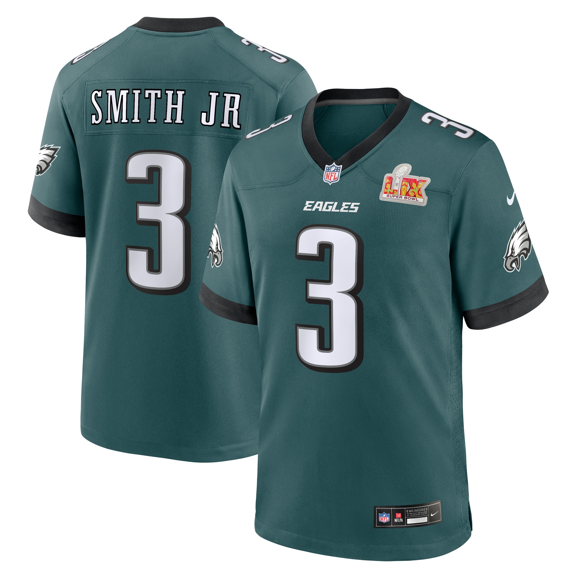 mens nike nolan smith midnight green philadelphia eagles super bowl lix game player jersey | NFL Jerseys & Hats Collection at Eagles Jerseys