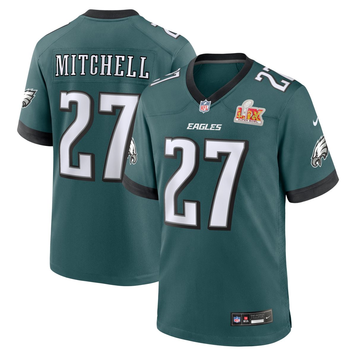 mens nike quinyon mitchell midnight green philadelphia eagles super bowl lix game player jersey | NFL Jerseys & Hats Collection at Eagles Jerseys
